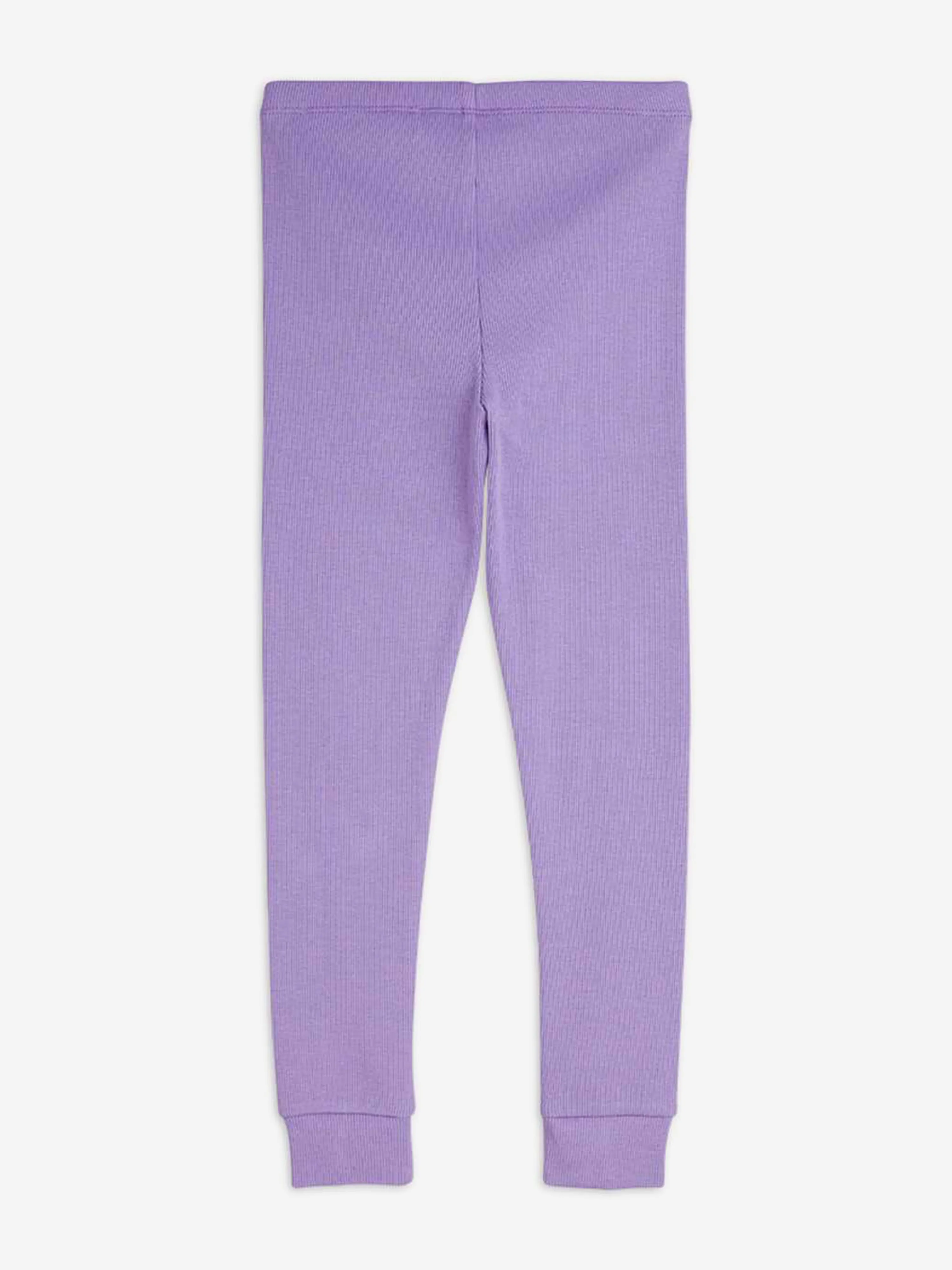 Girls Solid Rib Leggings in Purple