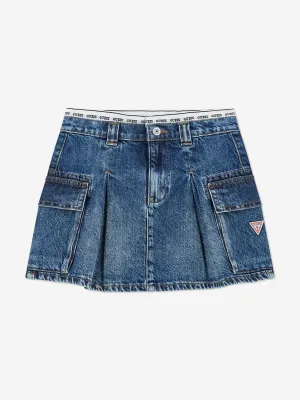Girls Sporty Denim Skirt in Blue