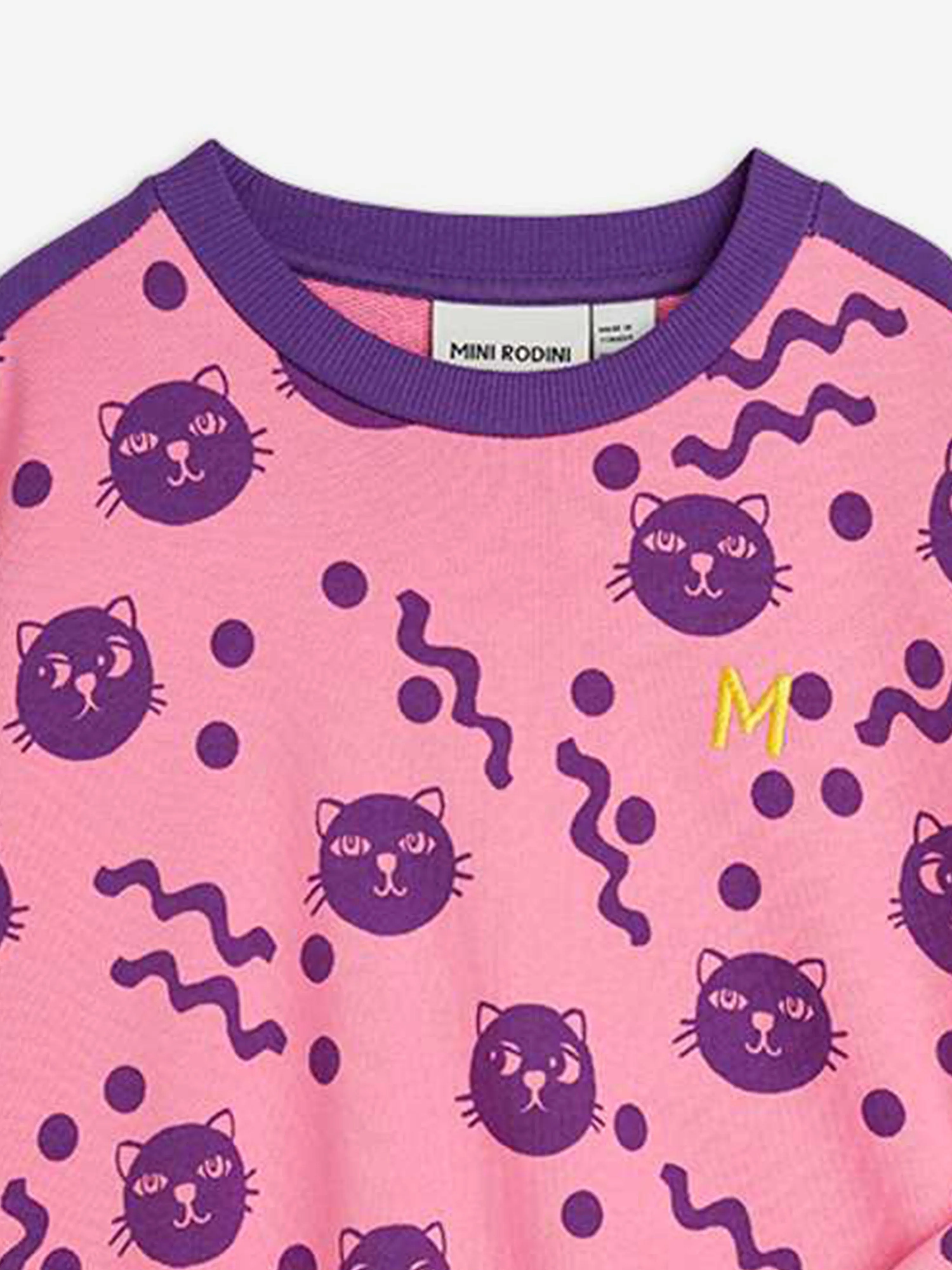Girls Squiggly Cats AOP Sweatshirt in Pink