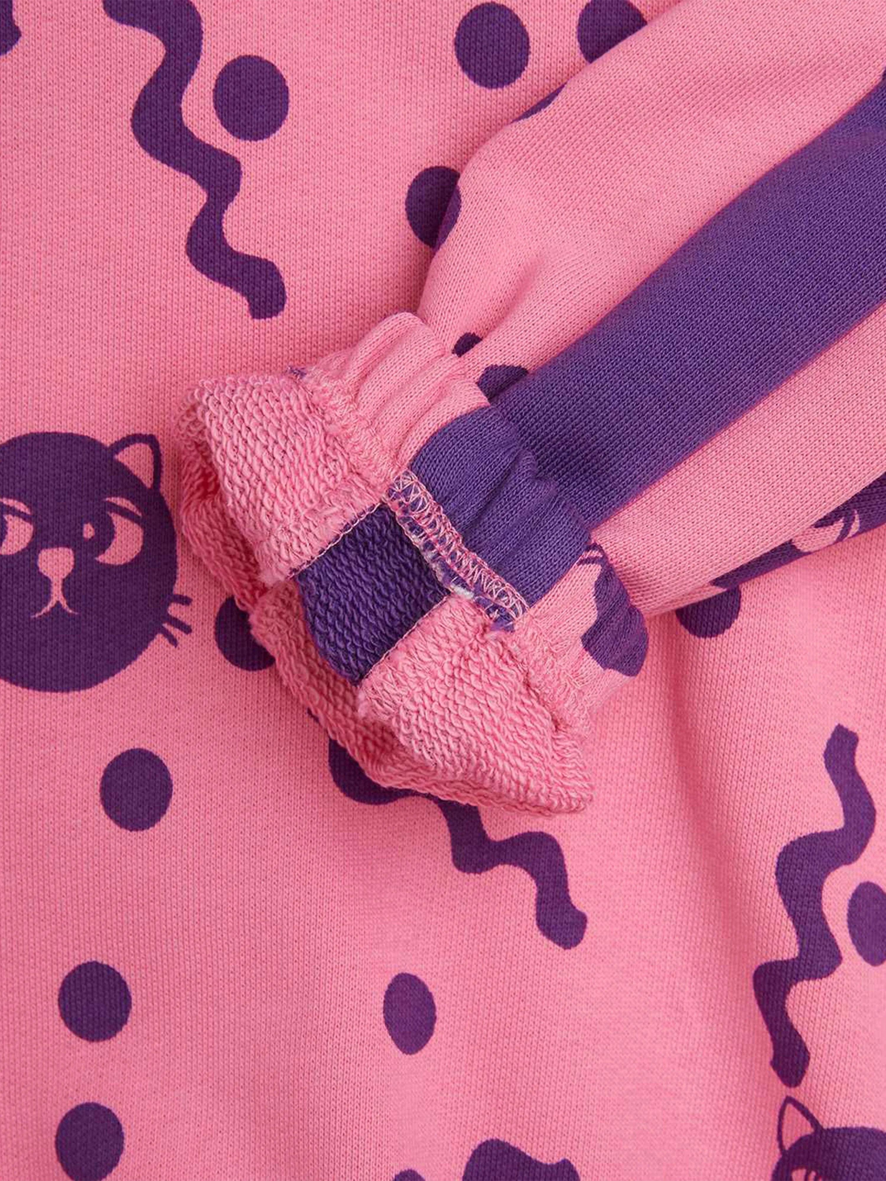 Girls Squiggly Cats AOP Sweatshirt in Pink