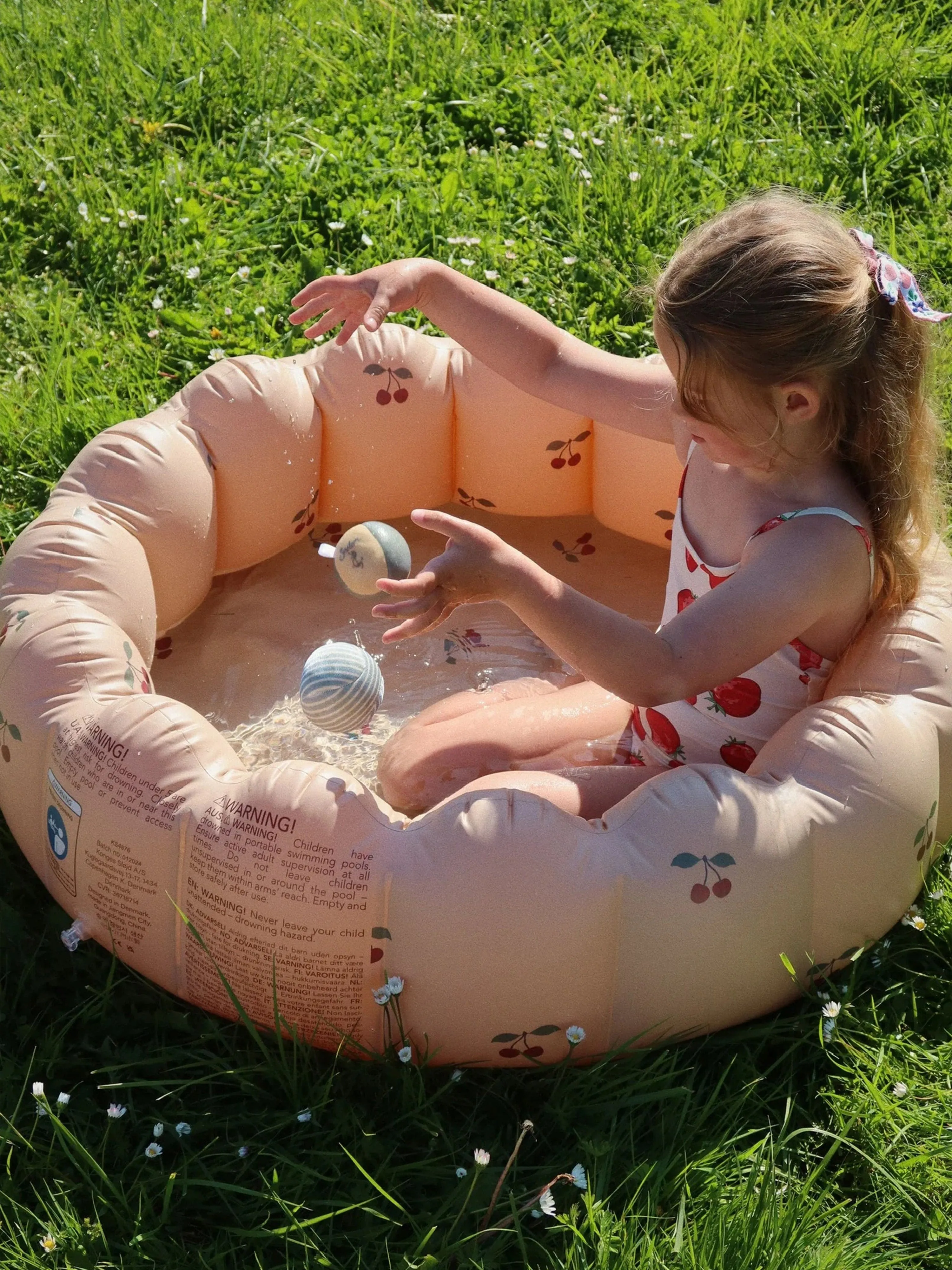 Girls Strawberry Swimsuit in Ivory