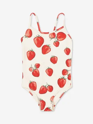 Girls Strawberry Swimsuit in Ivory