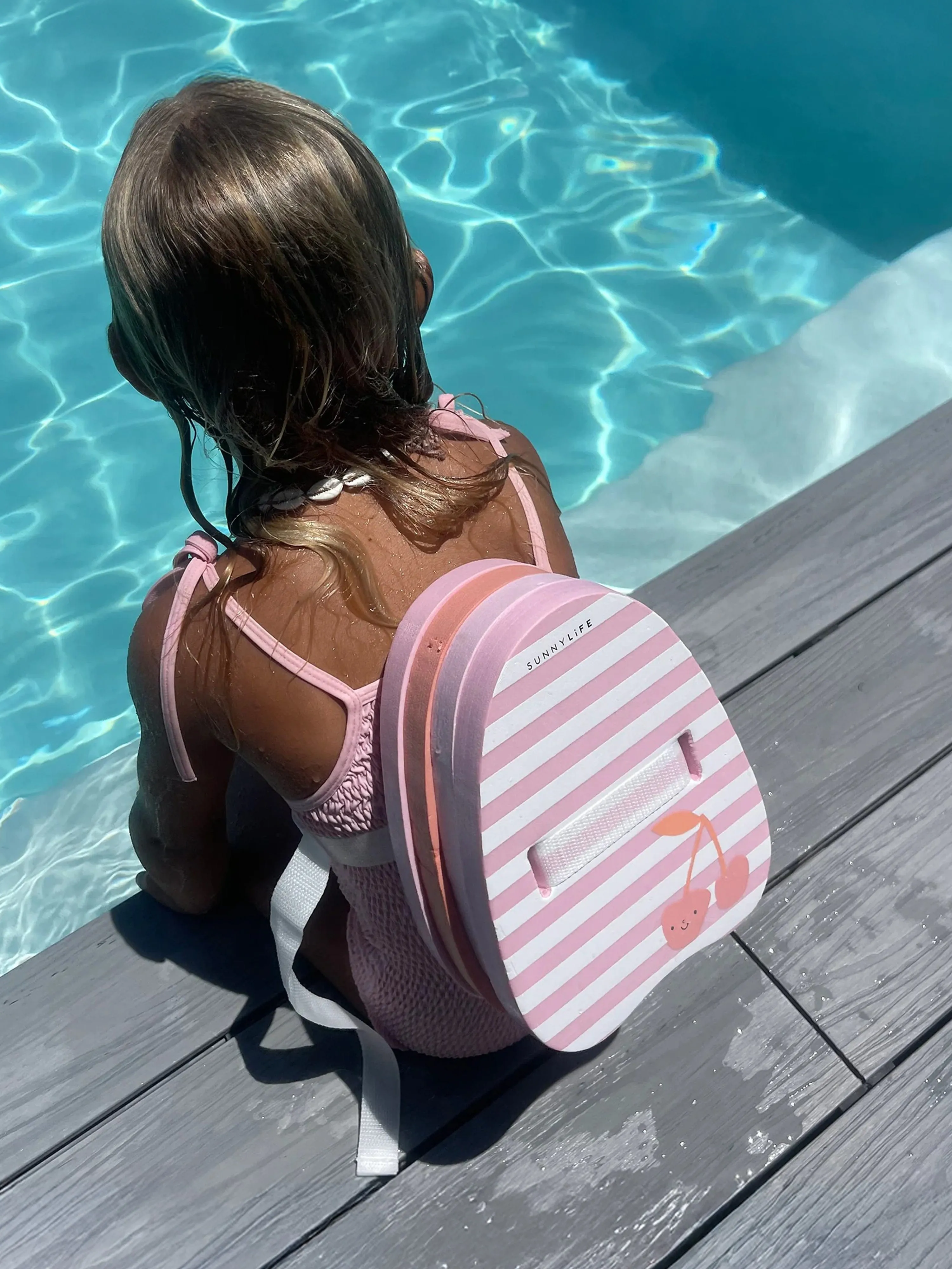 Girls Striped Bubble Back Float Cherry in Pink (23cm)