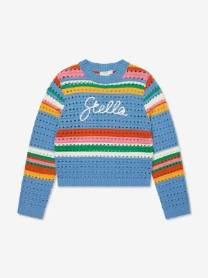 Girls Striped Logo Jumper in Multicolour