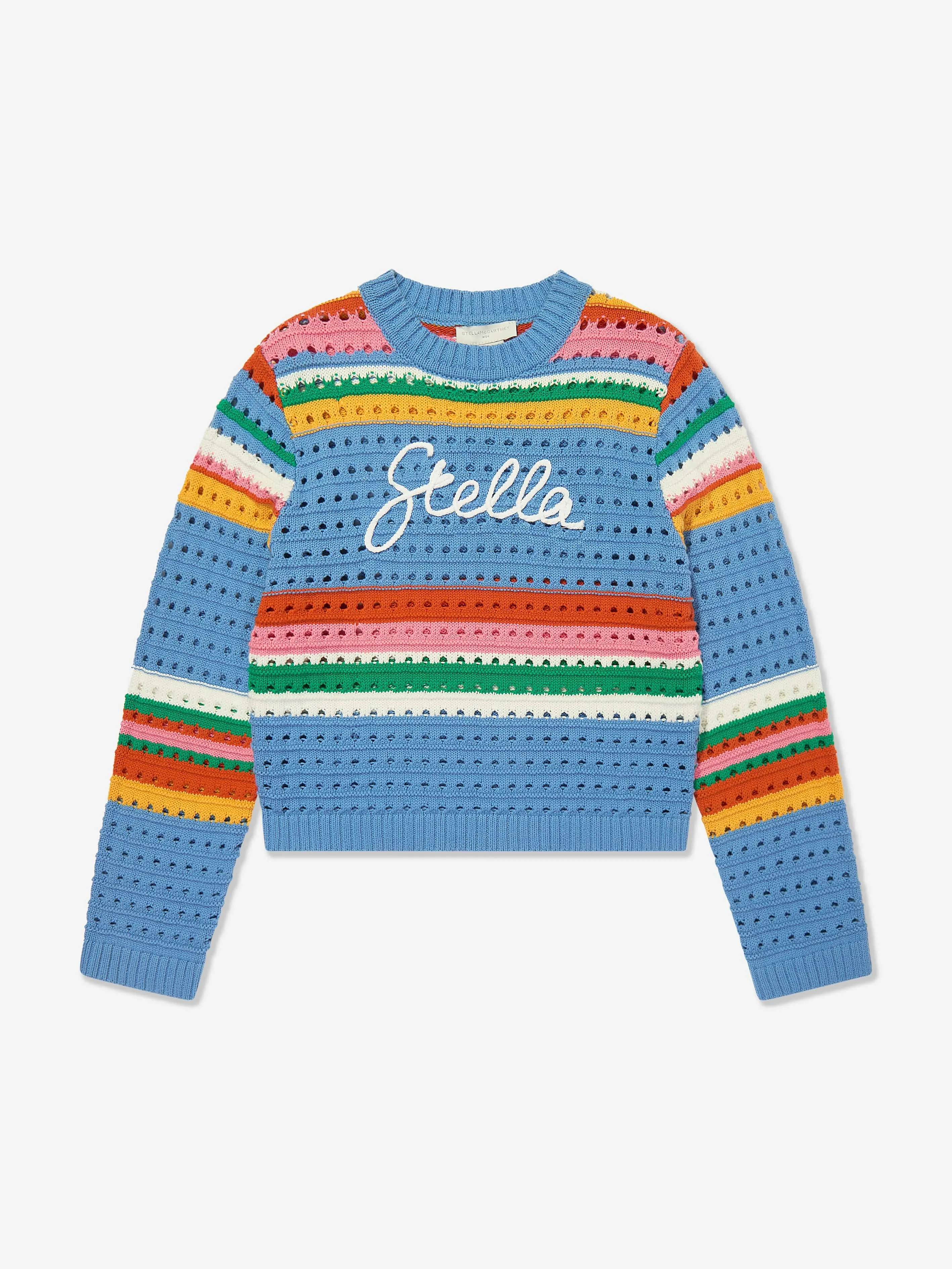 Girls Striped Logo Jumper in Multicolour