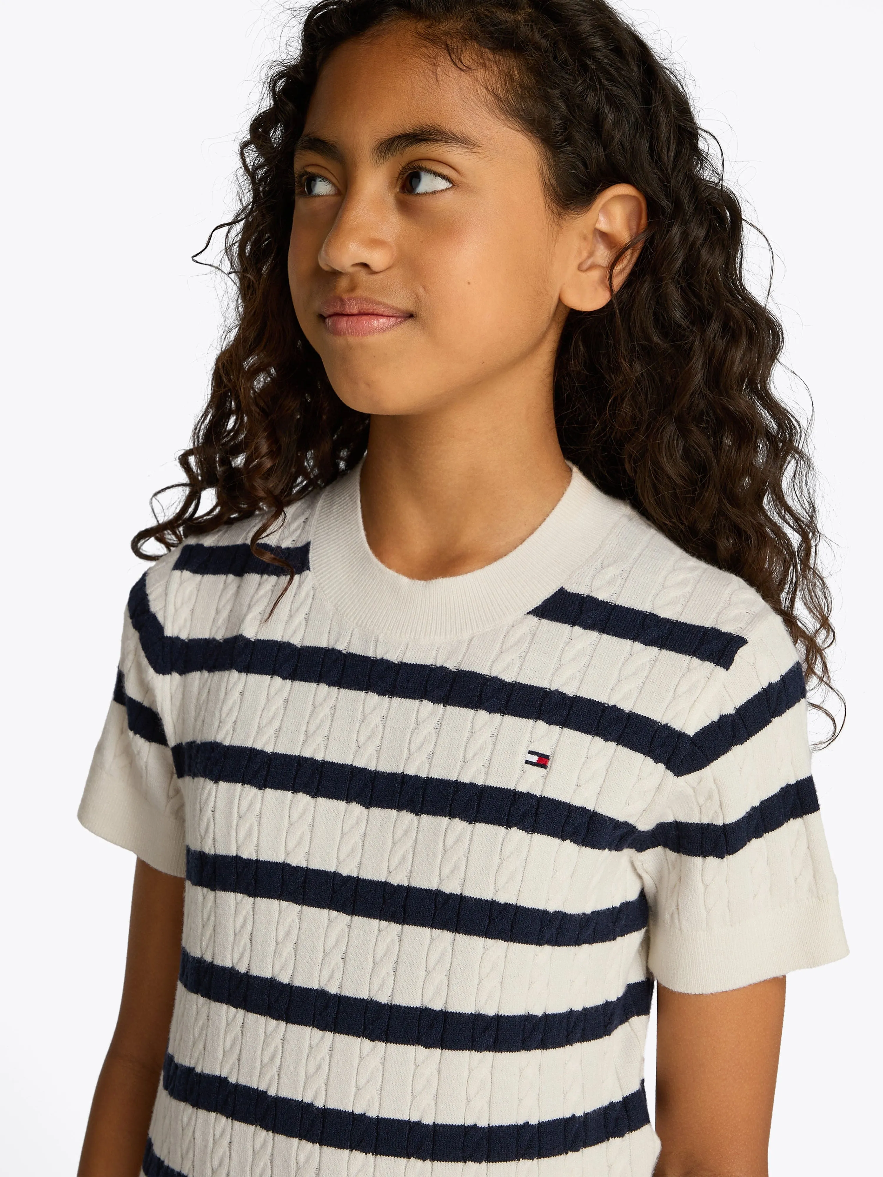 Girls Striped Mini Cable Jumper in Multicolour
