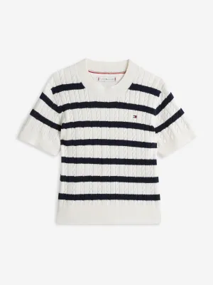 Girls Striped Mini Cable Jumper in Multicolour
