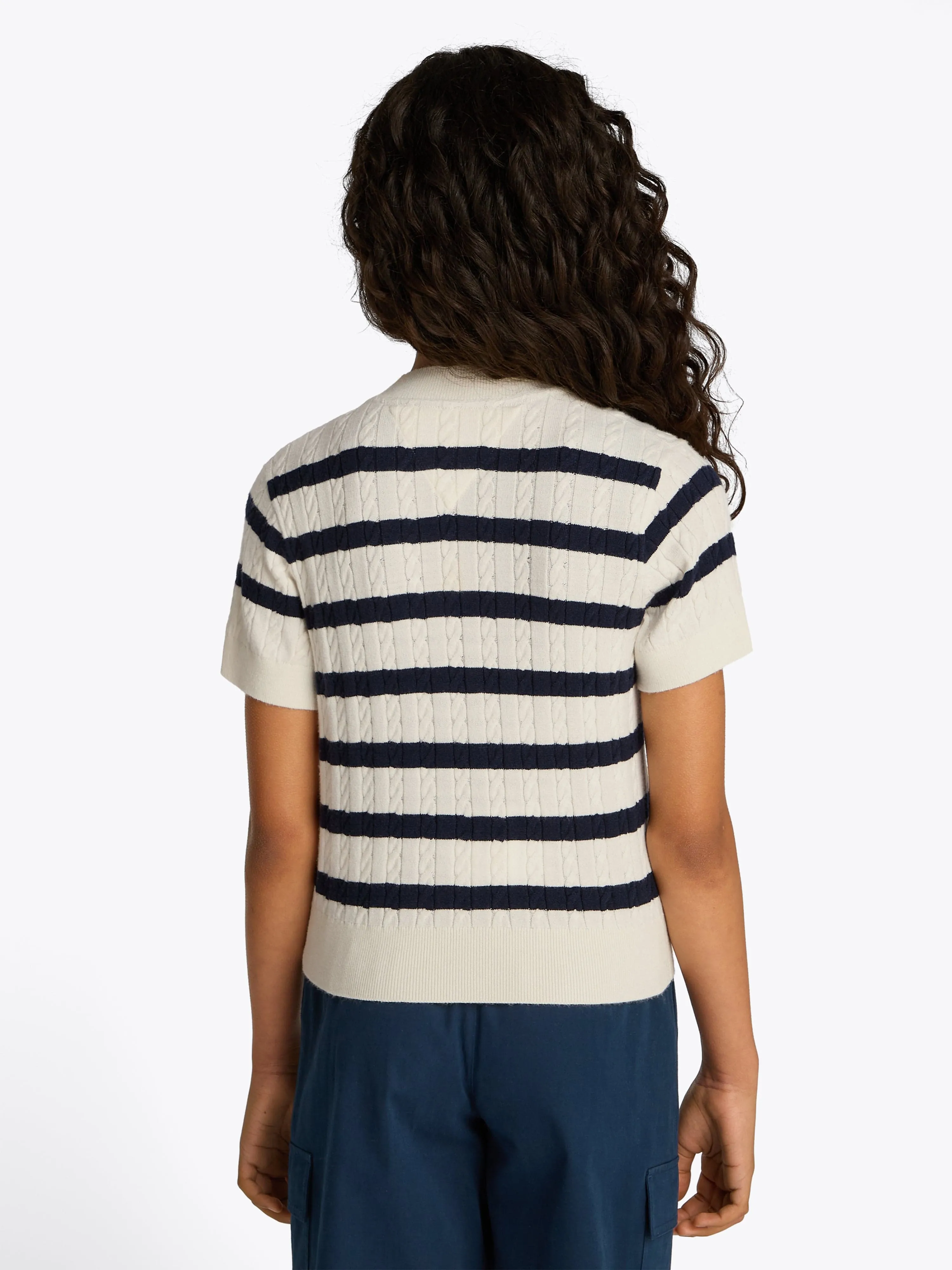 Girls Striped Mini Cable Jumper in Multicolour