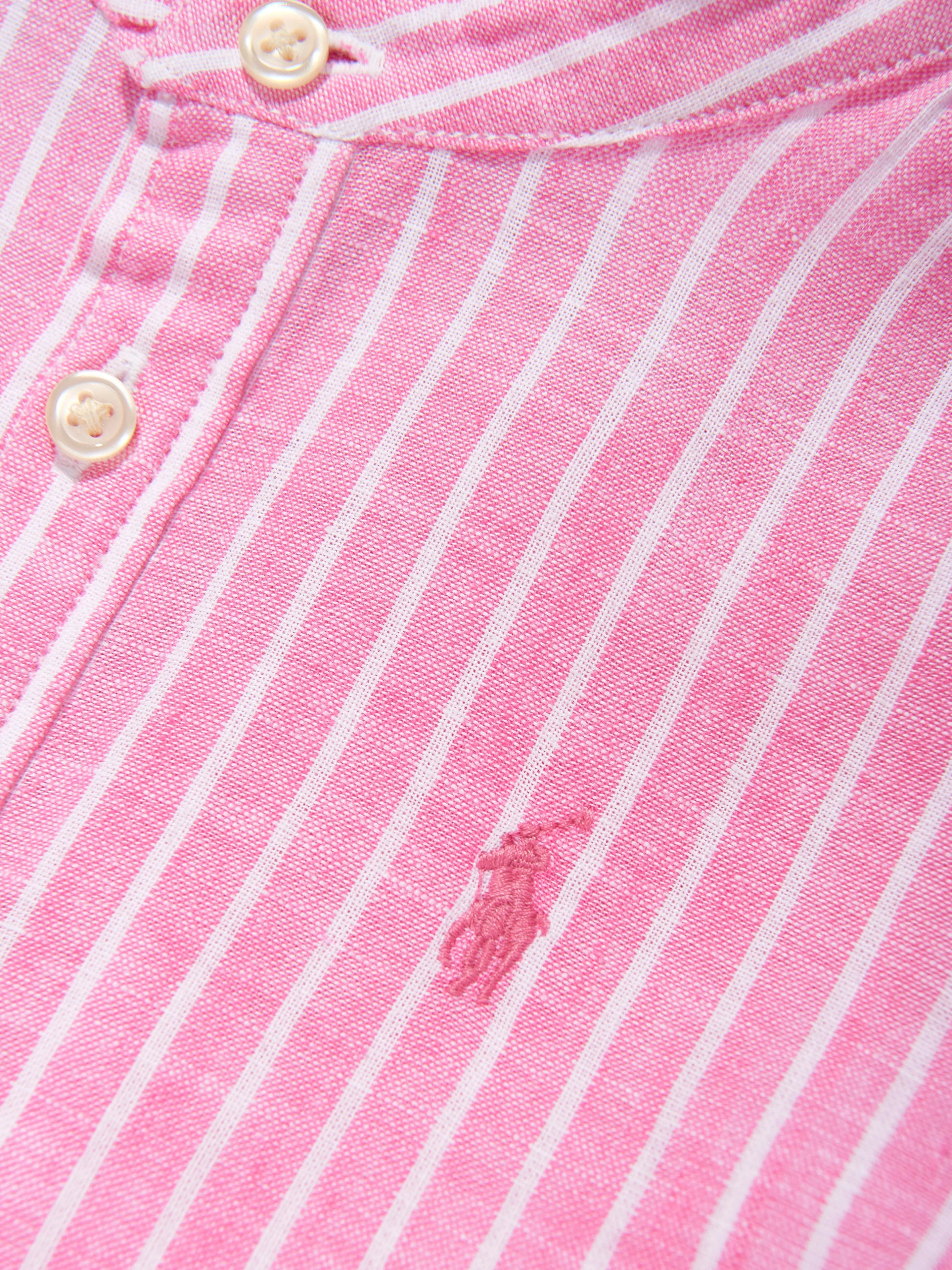 Girls Striped Tier Shirt Dress in Pink