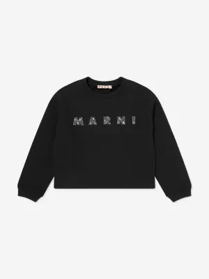 Girls Studded Gem Logo Sweatshirt in Black
