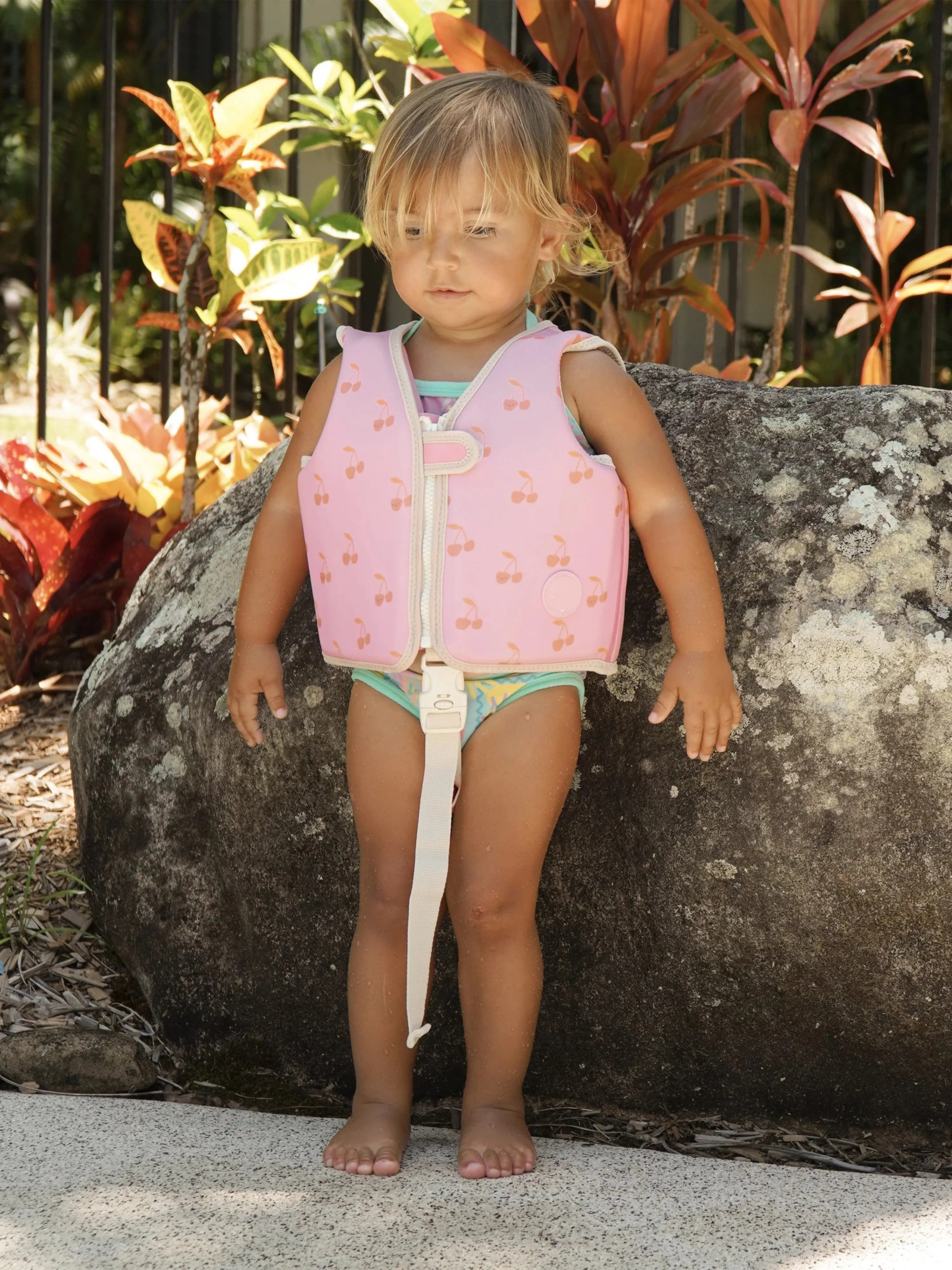 Girls Swim Vest Cotton Candy Cherry in Pink