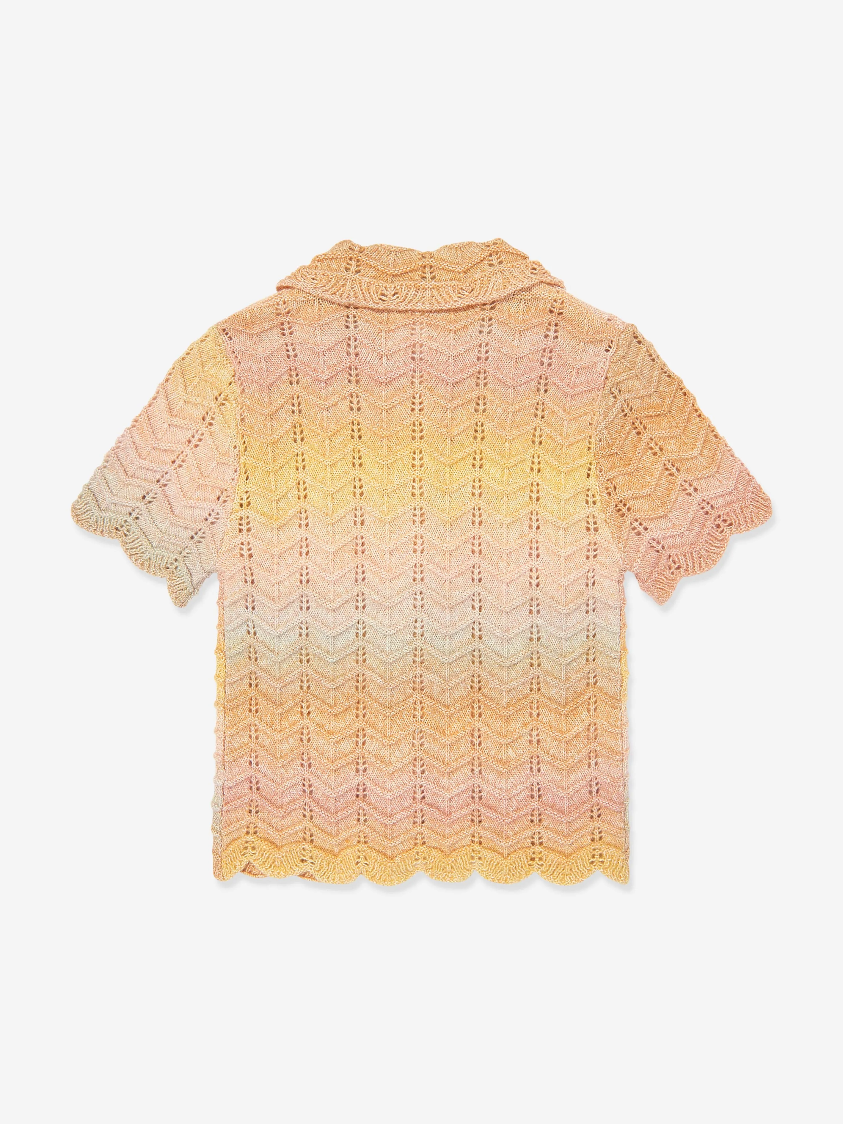 Girls Tallow Chevron Knit Polo Top in Multicolour