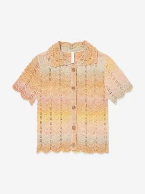 Girls Tallow Chevron Knit Polo Top in Multicolour