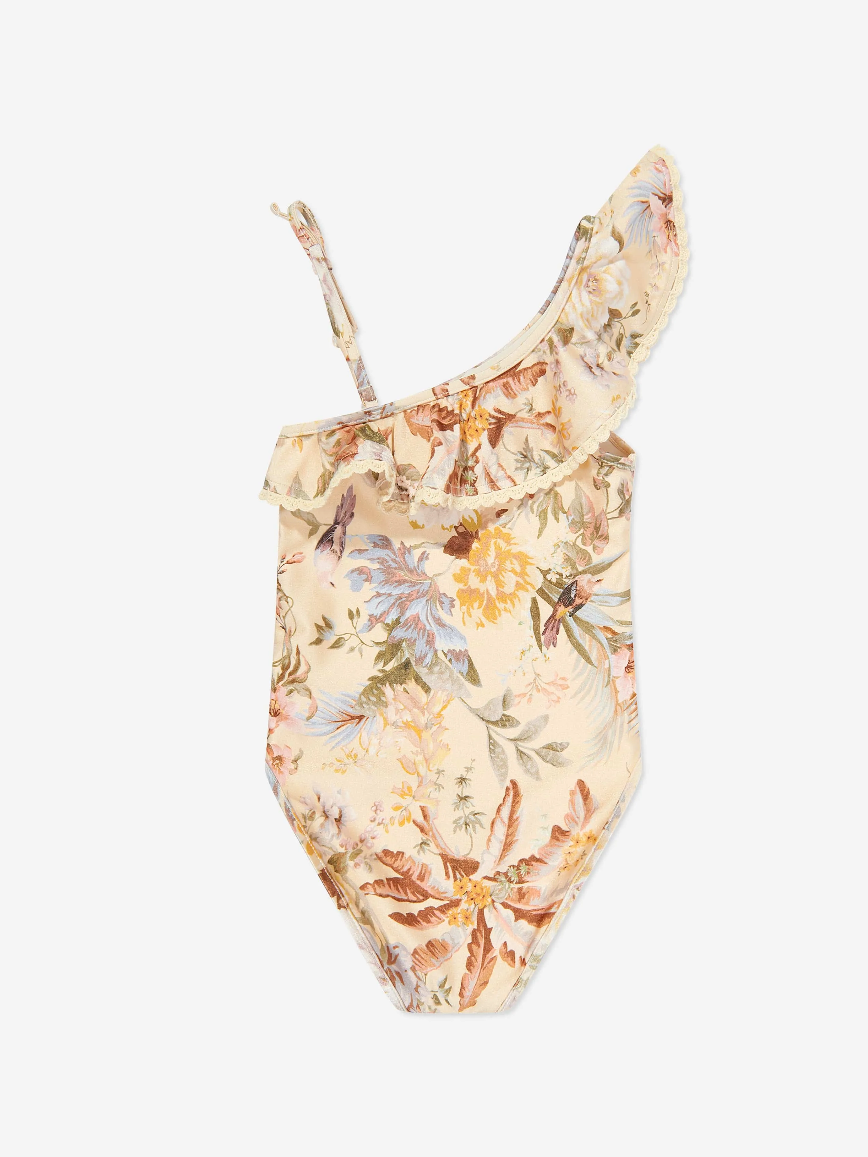 Girls Tallow Frill One Shoulder Swimsuit in Beige