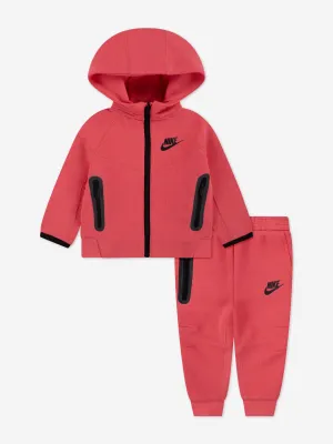 Girls Tech Fleece Hooded Full Zip Tracksuit in Pink