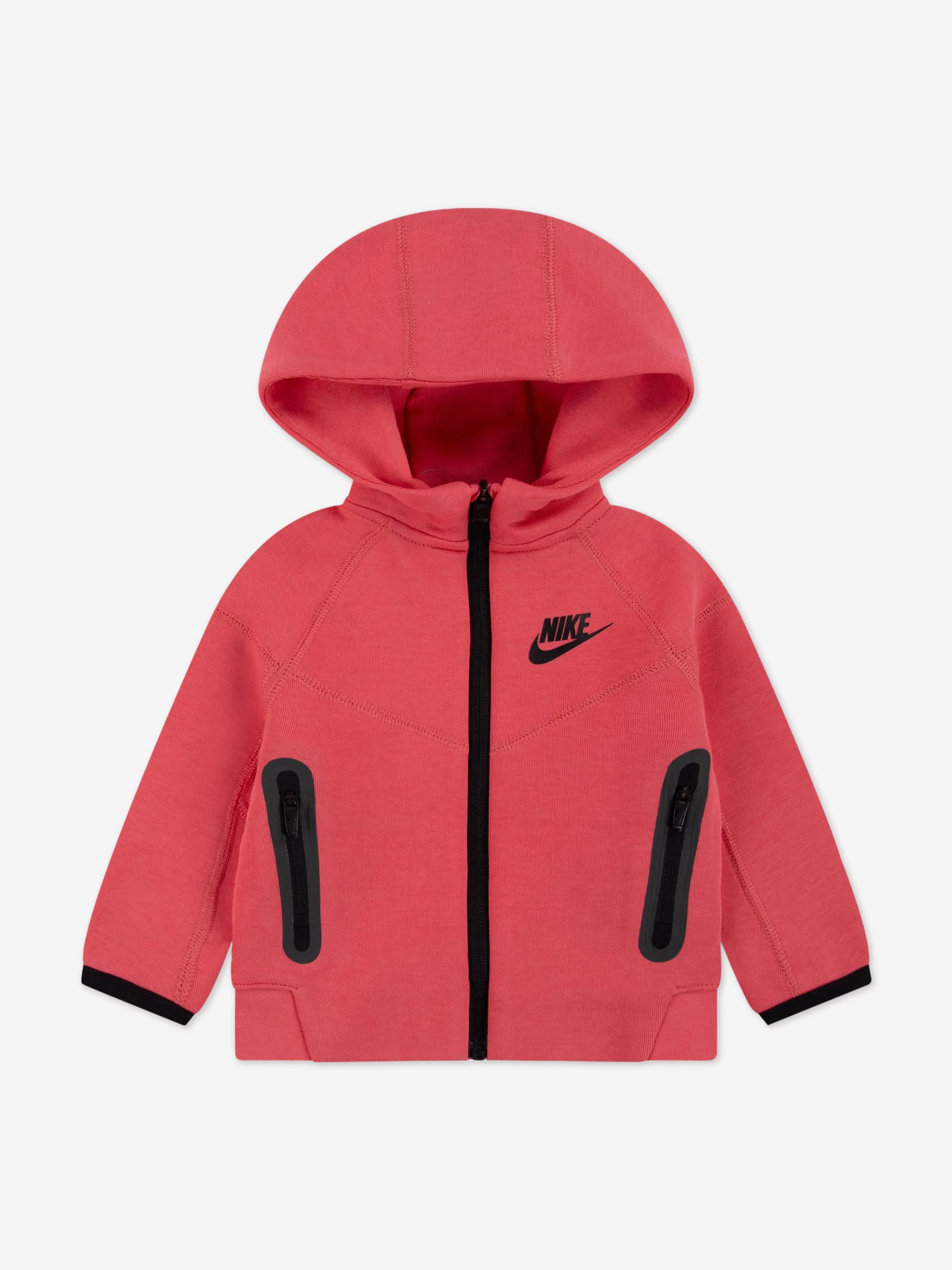 Girls Tech Fleece Hooded Full Zip Tracksuit in Pink