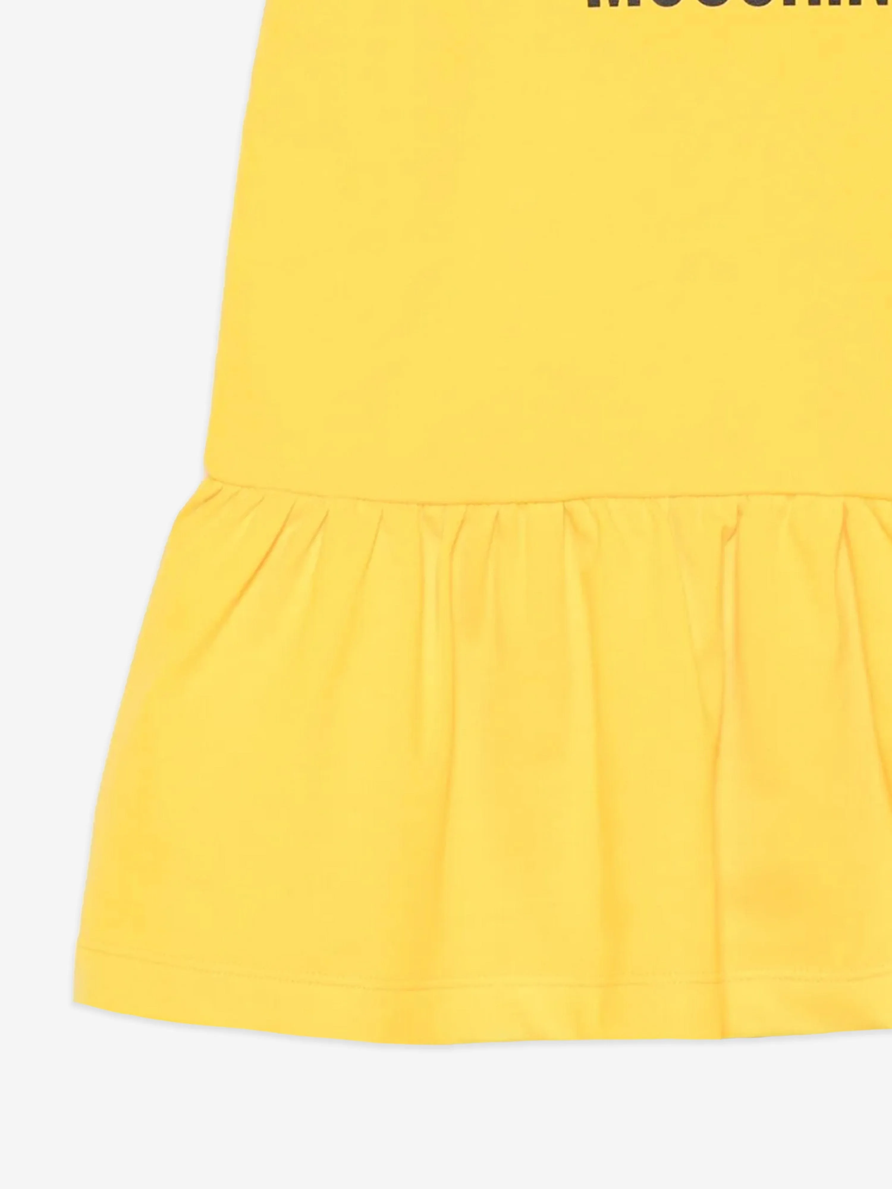 Girls Teddy Bear Logo Dress in Yellow