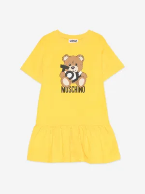 Girls Teddy Bear Logo Dress in Yellow