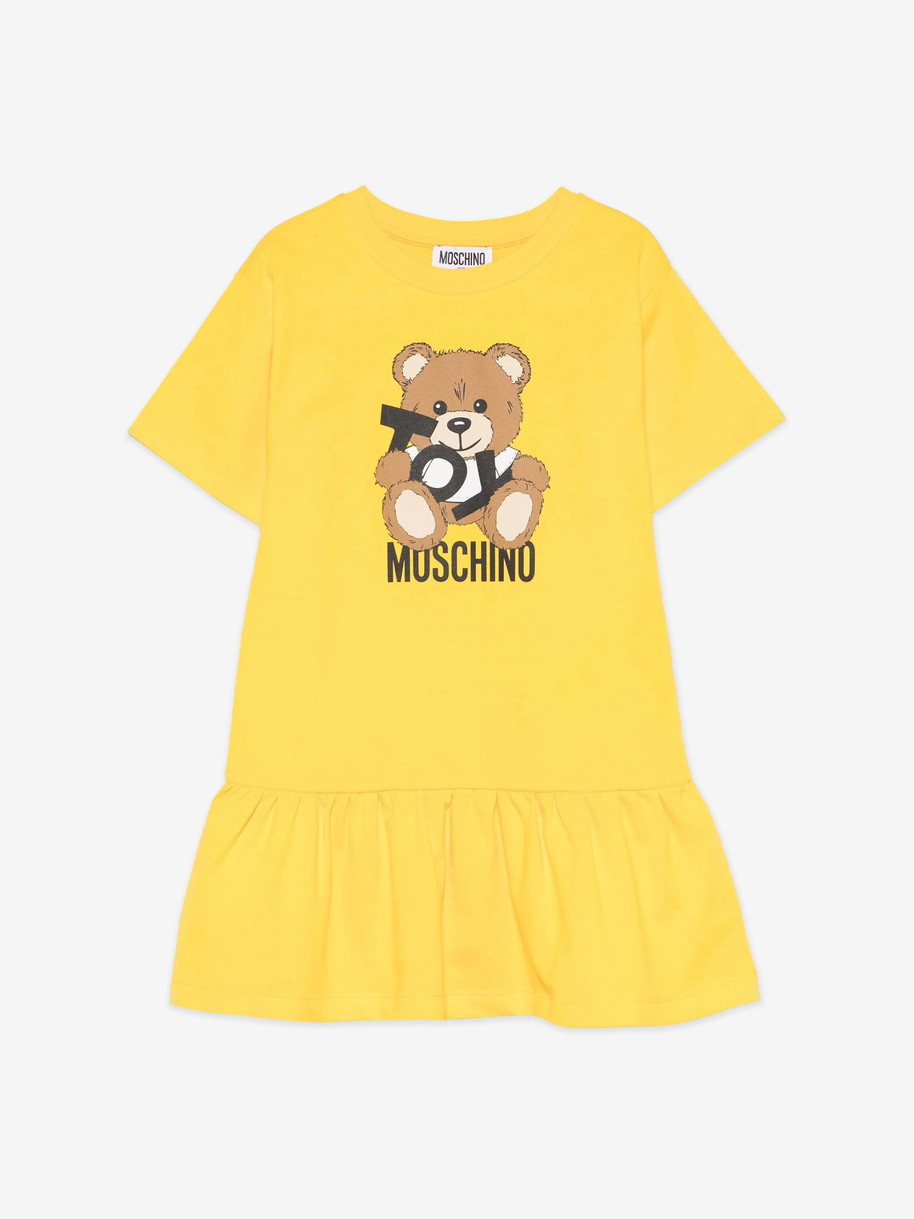 Girls Teddy Bear Logo Dress in Yellow