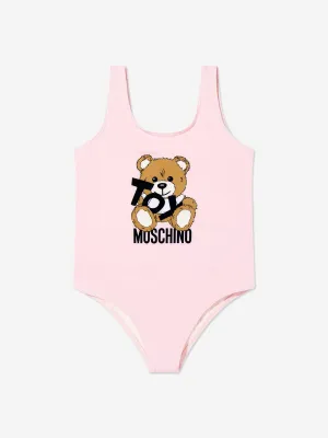 Girls Teddy Bear Logo Swimsuit in Pink