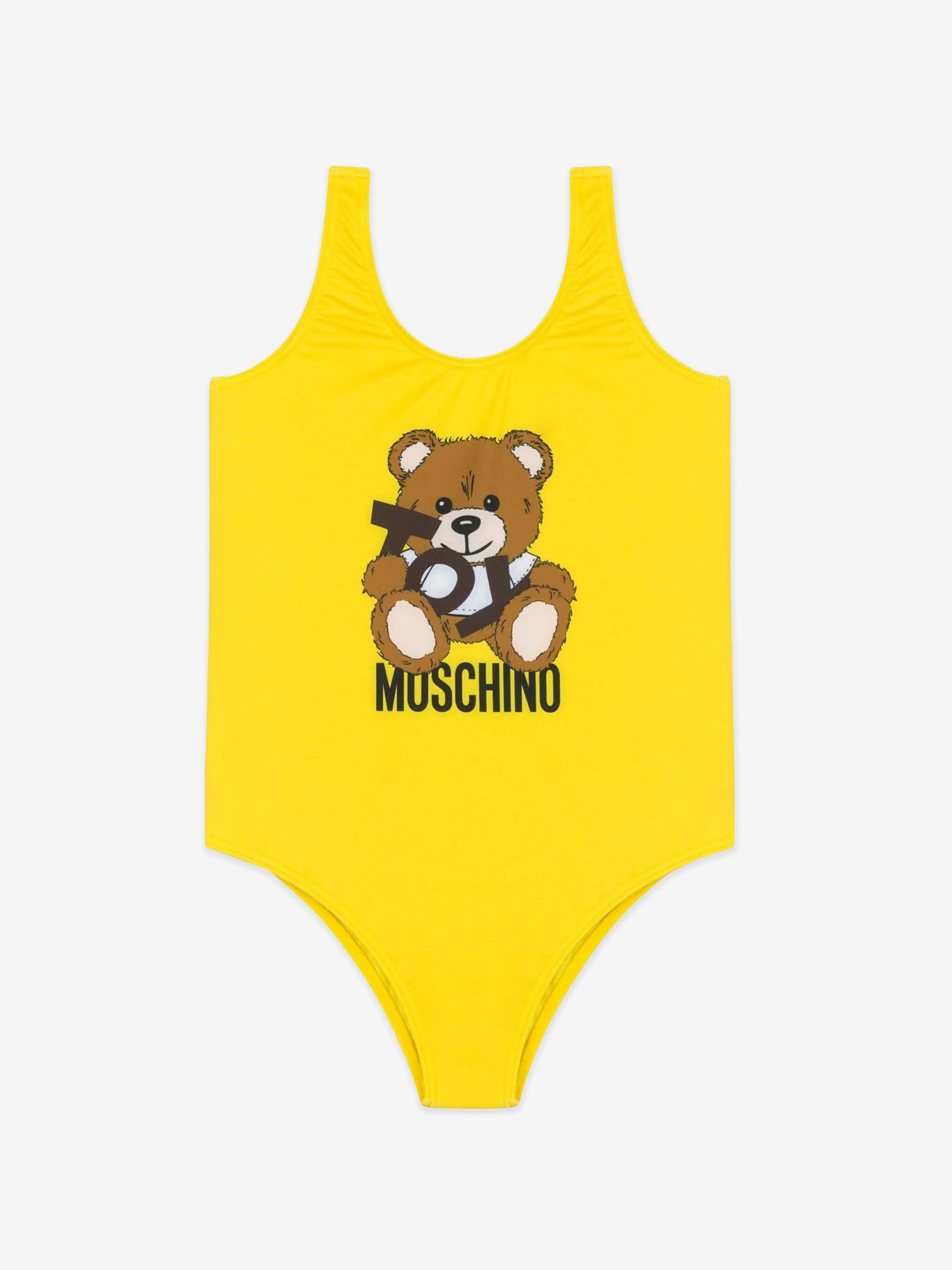 Girls Teddy Bear Logo Swimsuit in Yellow
