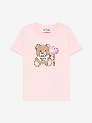 Girls Teddy Bear Logo T-Shirt in Pink