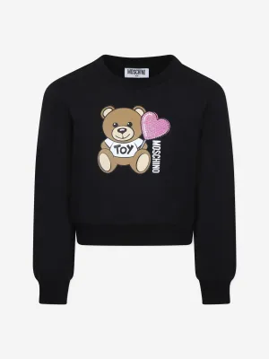 Girls Teddy Bear Sweatshirt in Black
