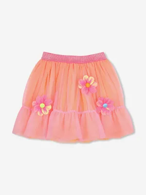 Girls Tulle Flower Skirt in Pink