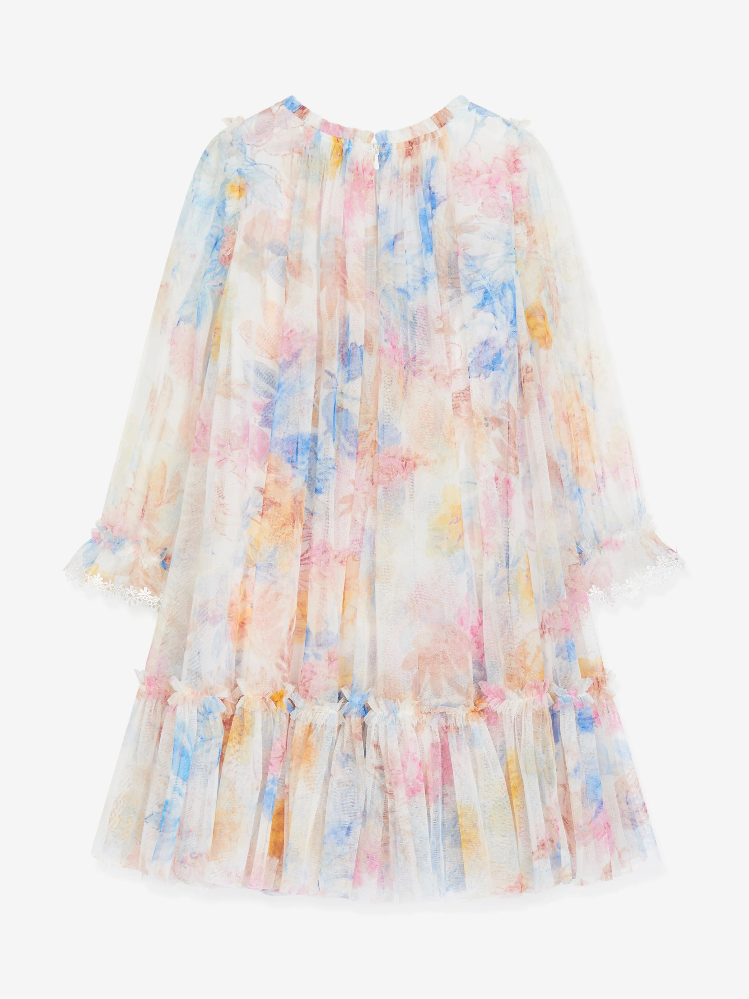 Girls Tulle Mariannes Floral Dress in White