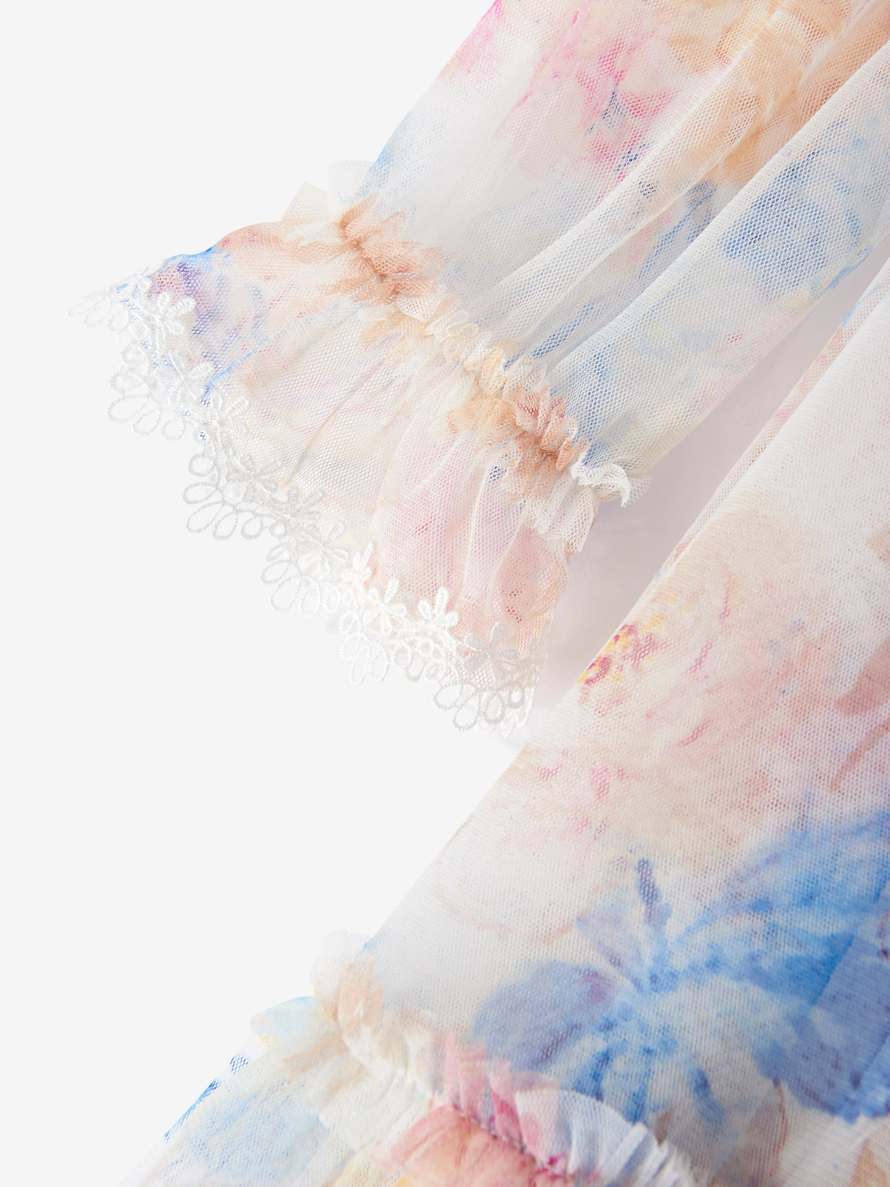 Girls Tulle Mariannes Floral Dress in White
