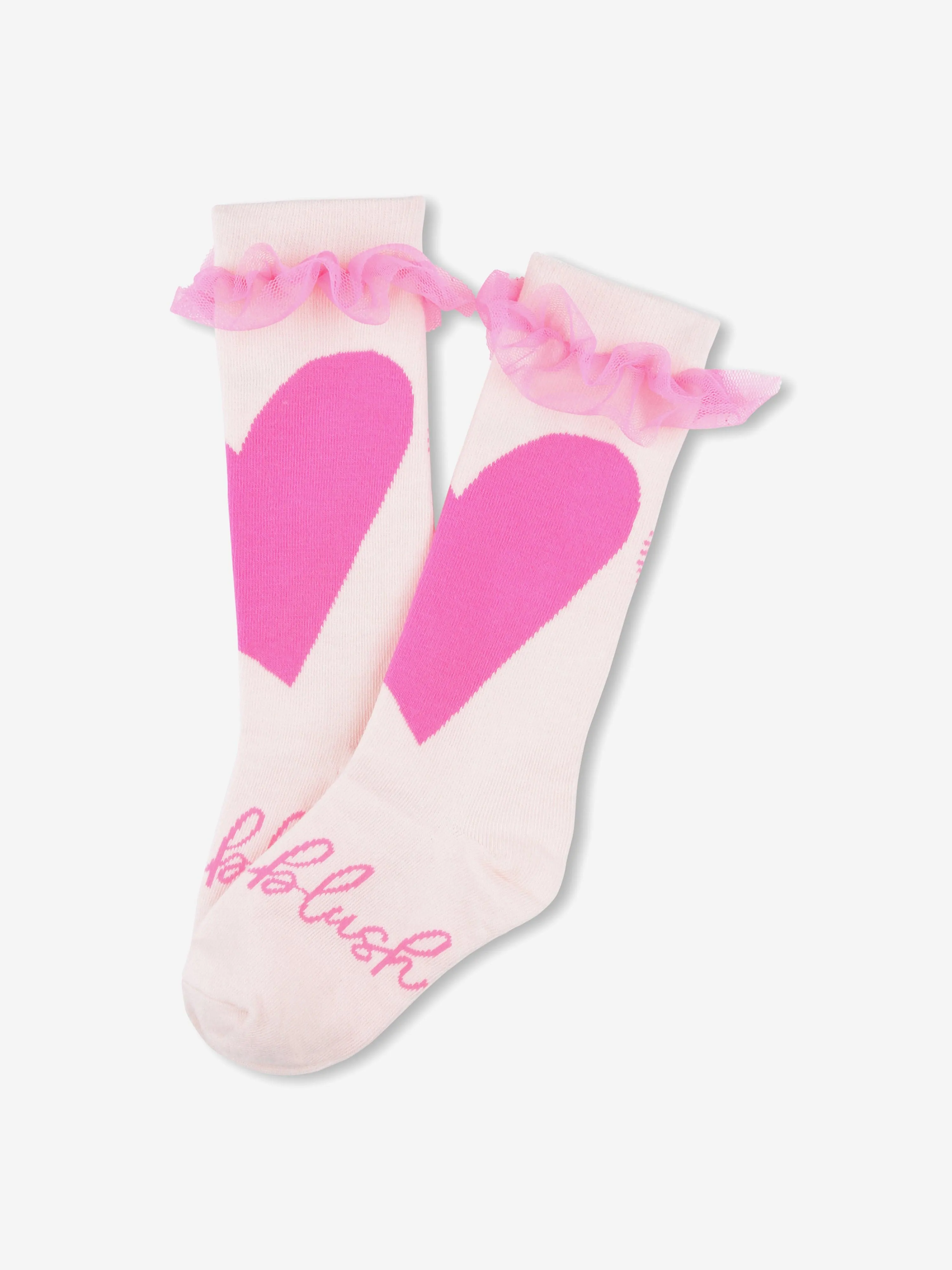 Girls Tulle Ruffle Heart Socks in Pink