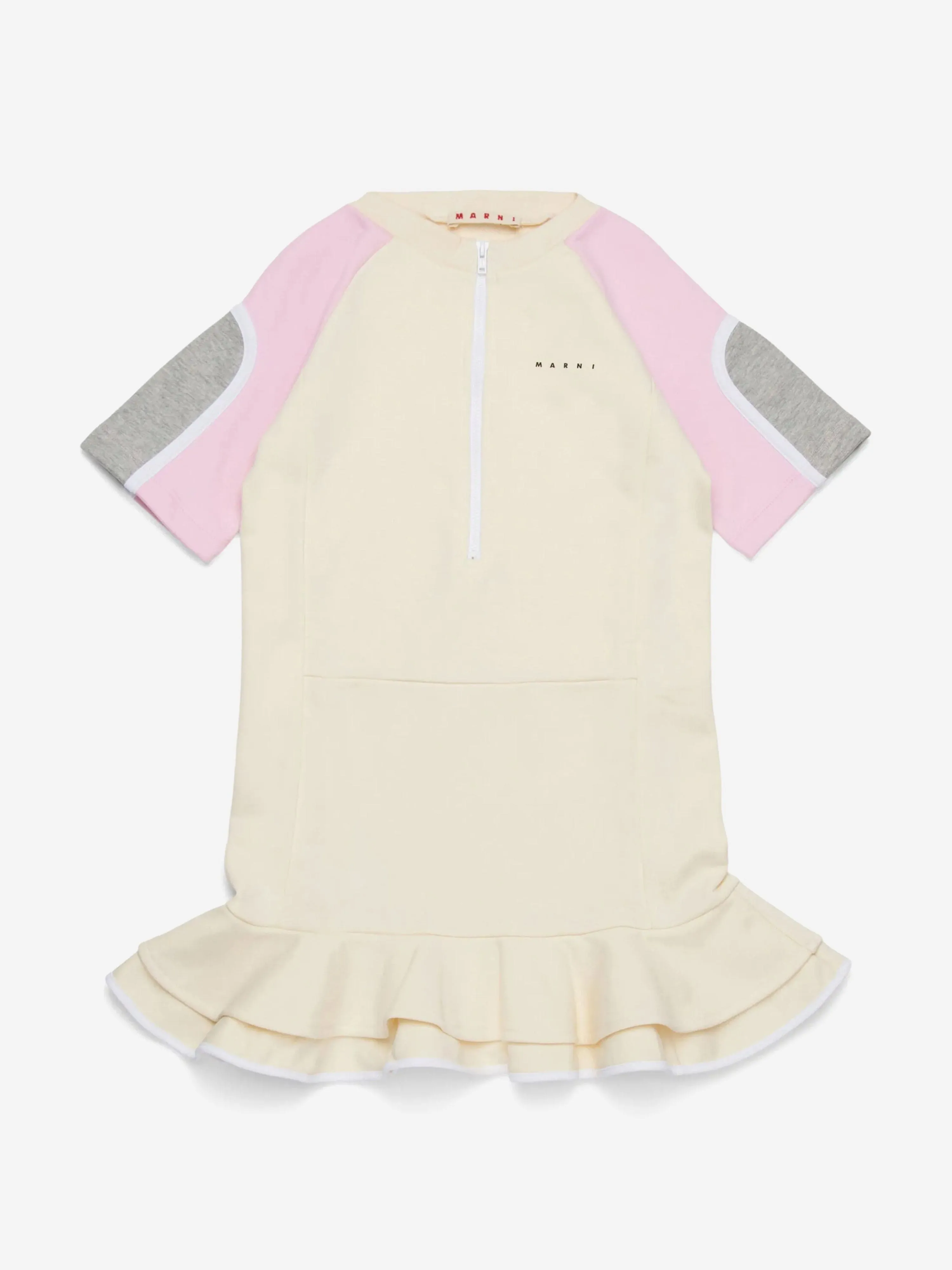 Girls Unbrushed Fleece Zip Dress in Ivory