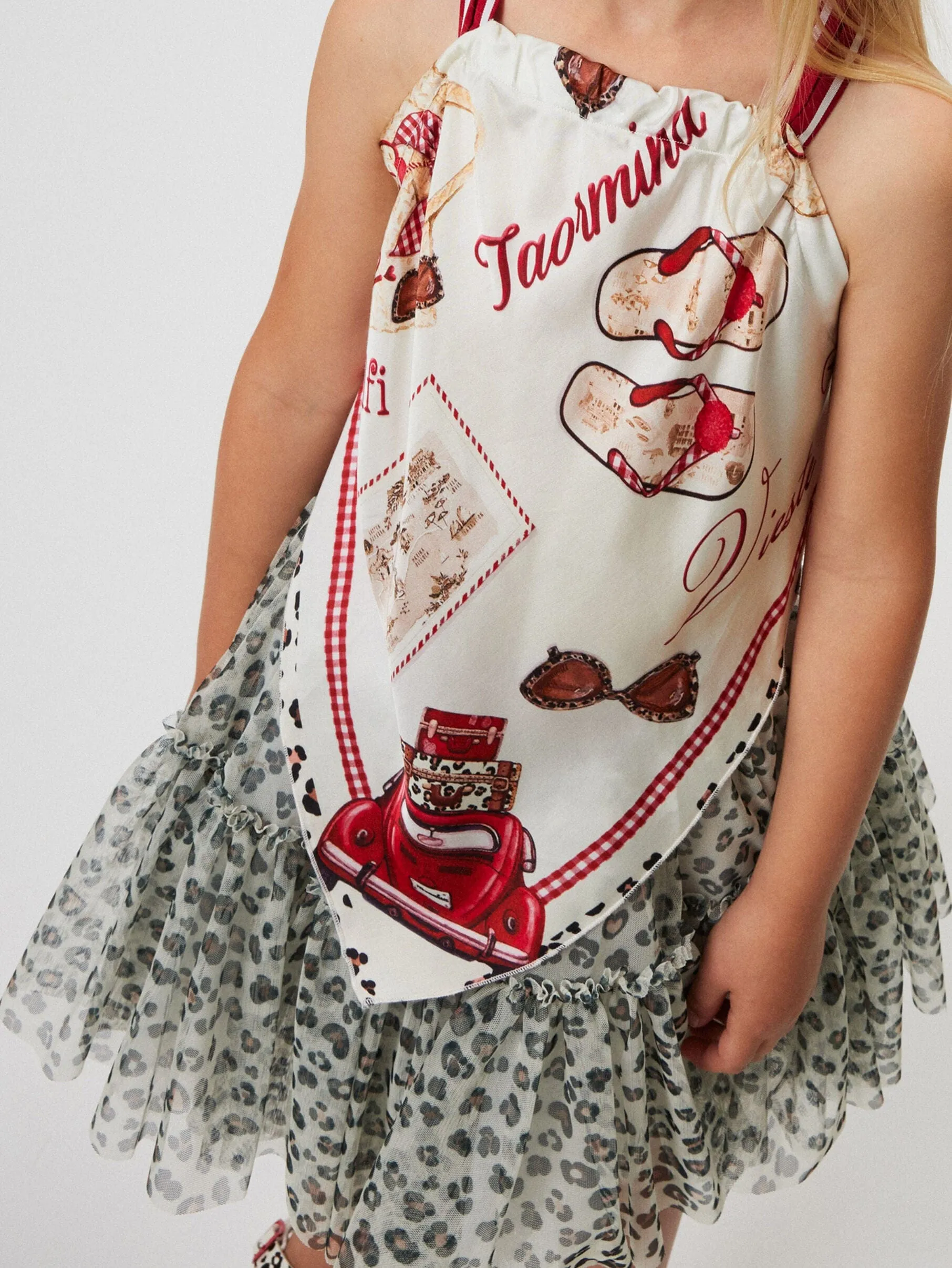 Girls Vacation Scarf Top in Red