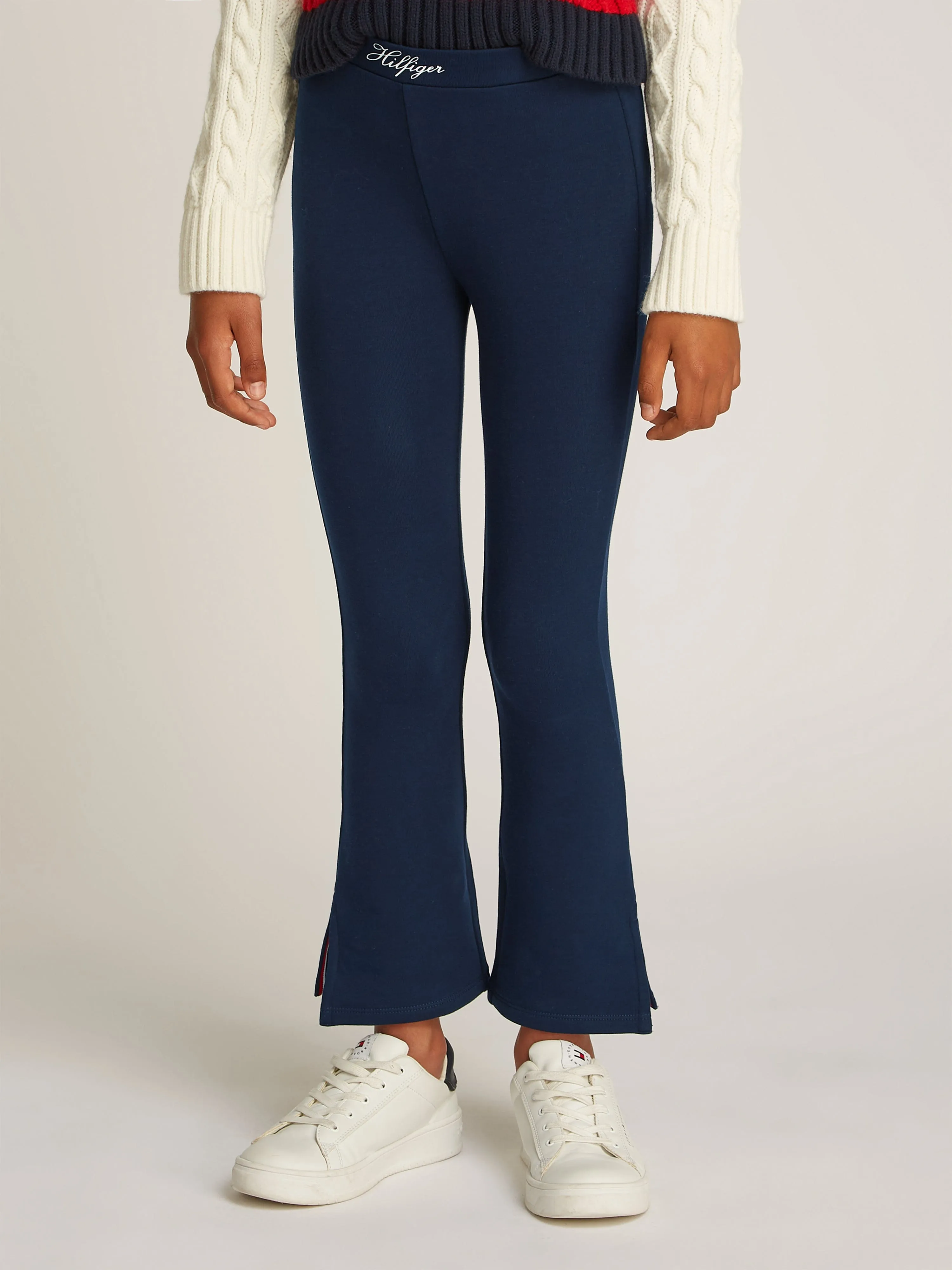 Girls Varsity Flare Leggings in Navy