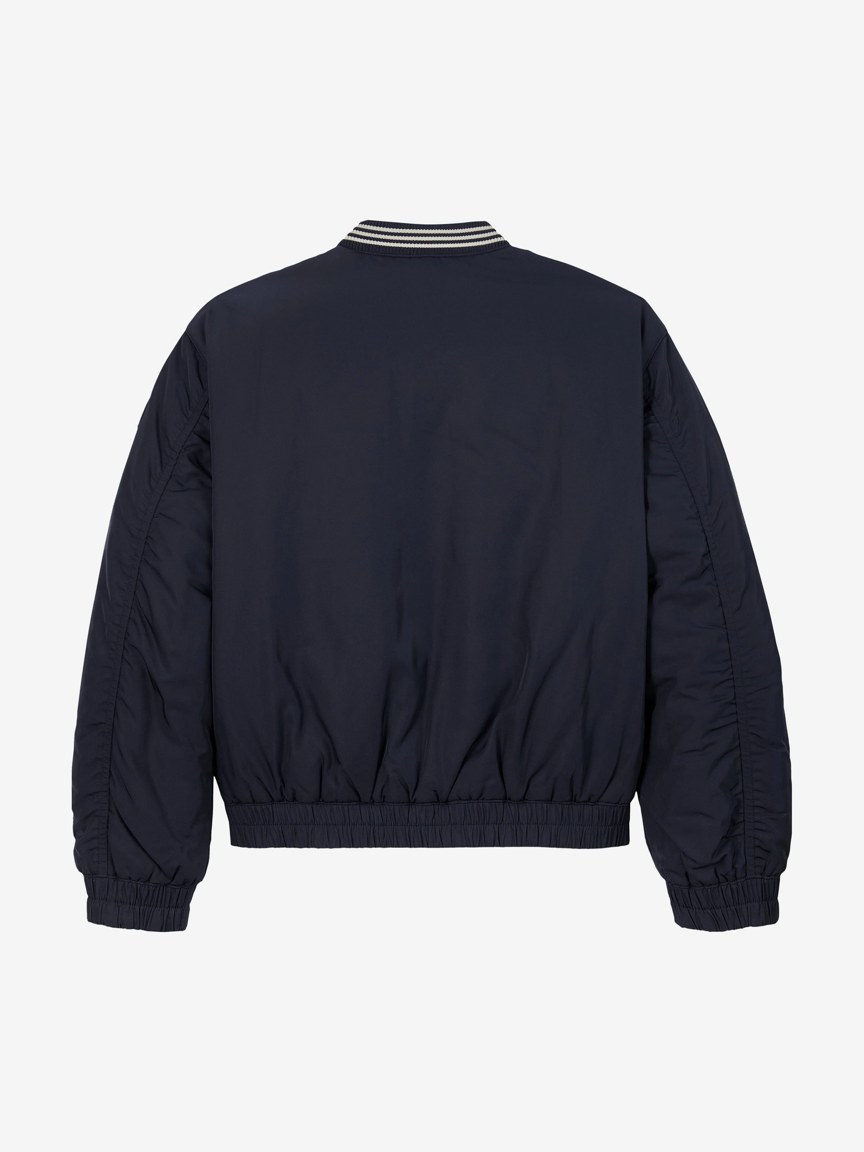 Girls Varsity Sateen Bomber Jacket in Navy