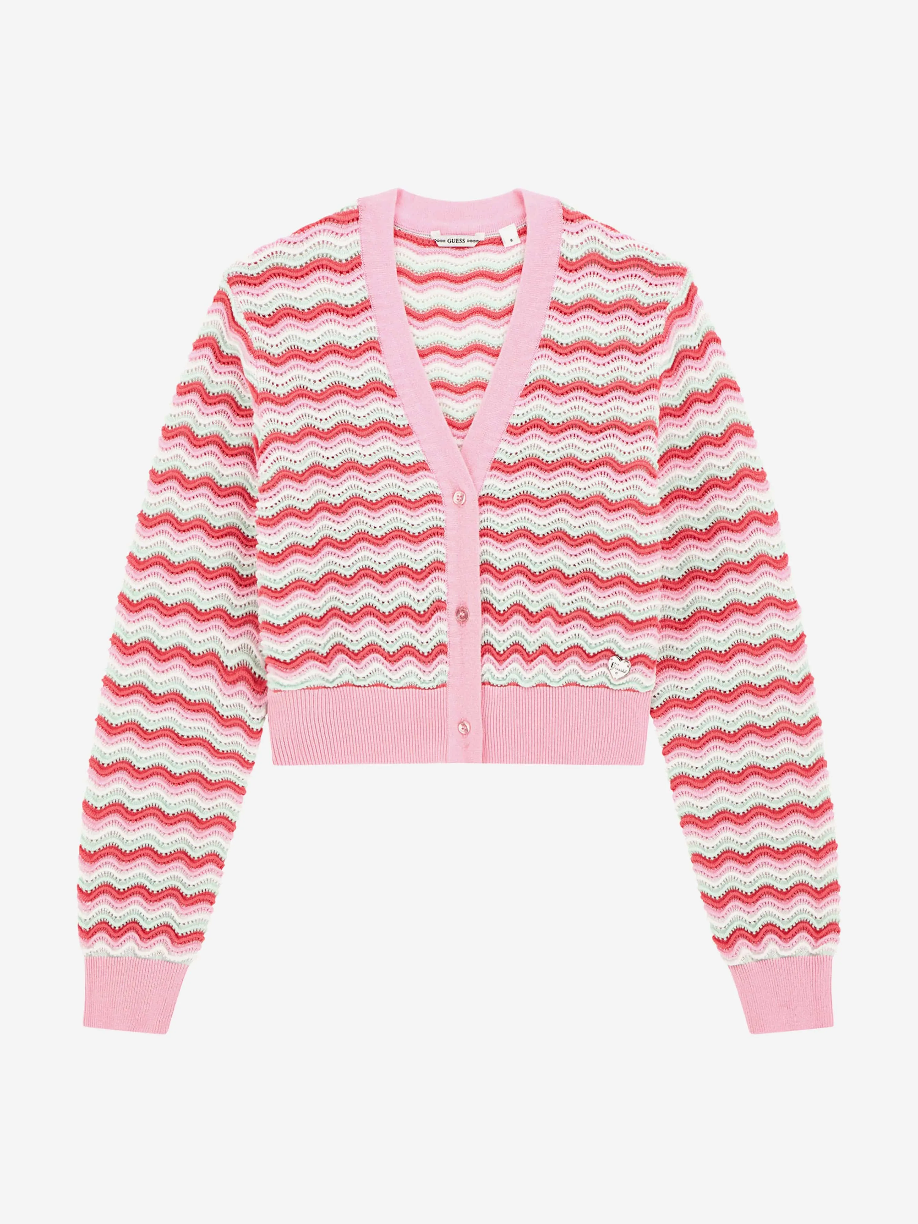 Girls Wavy Cardigan in Pink
