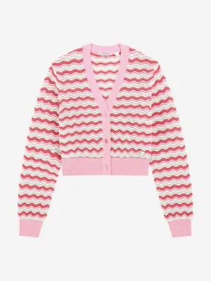 Girls Wavy Cardigan in Pink