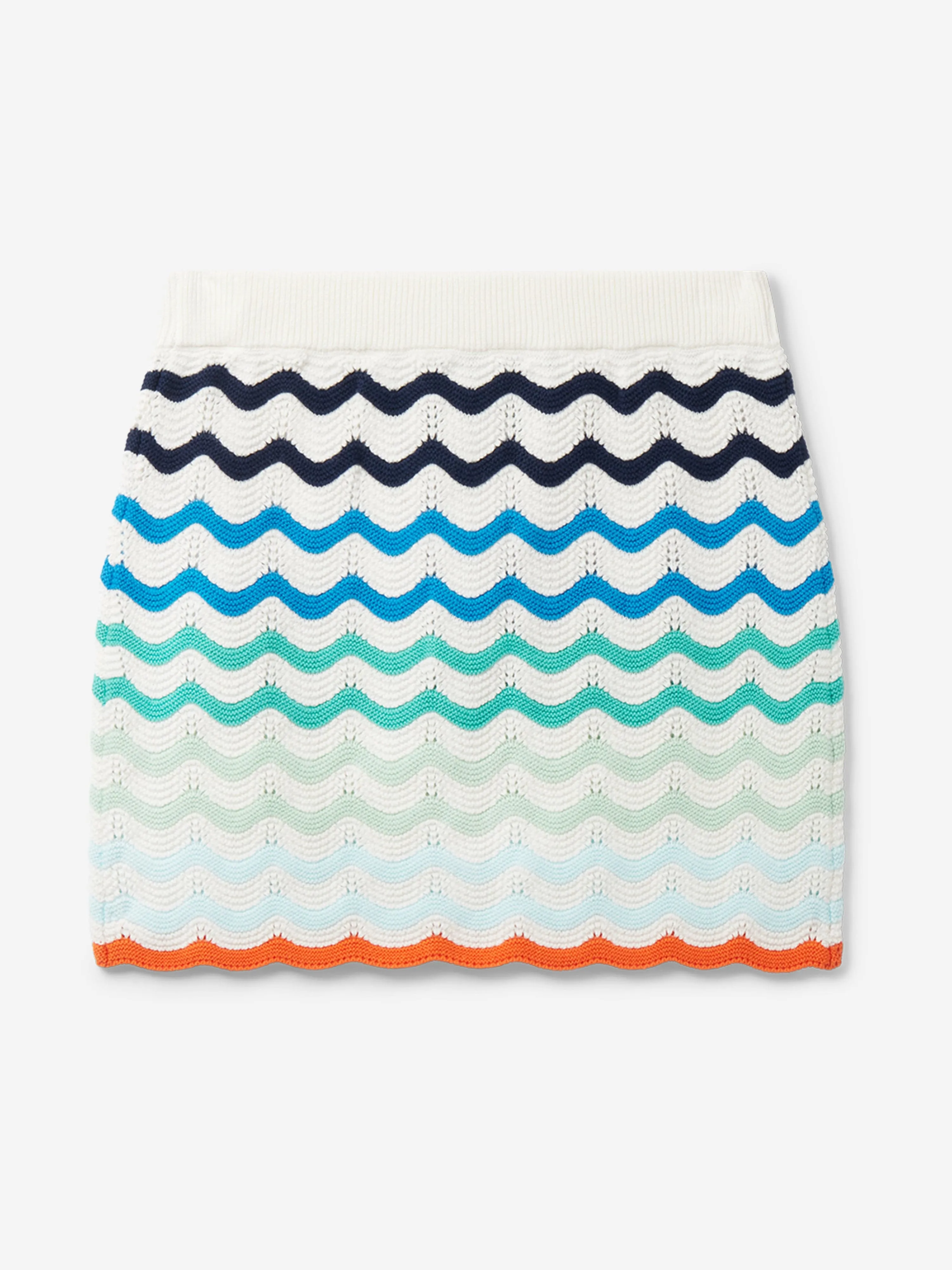 Girls Wavy Crochet Skirt in Blue