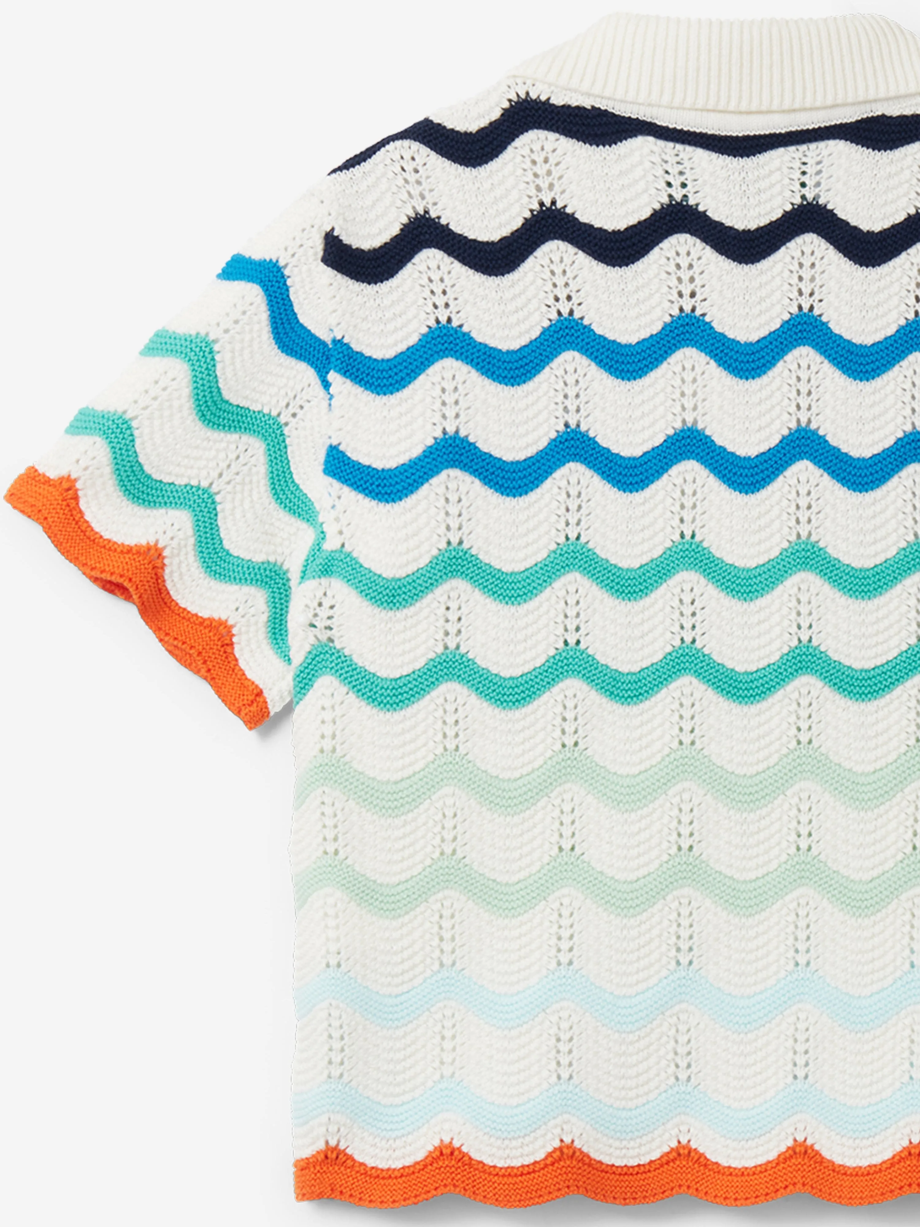 Girls Wavy Crochet Top in Blue