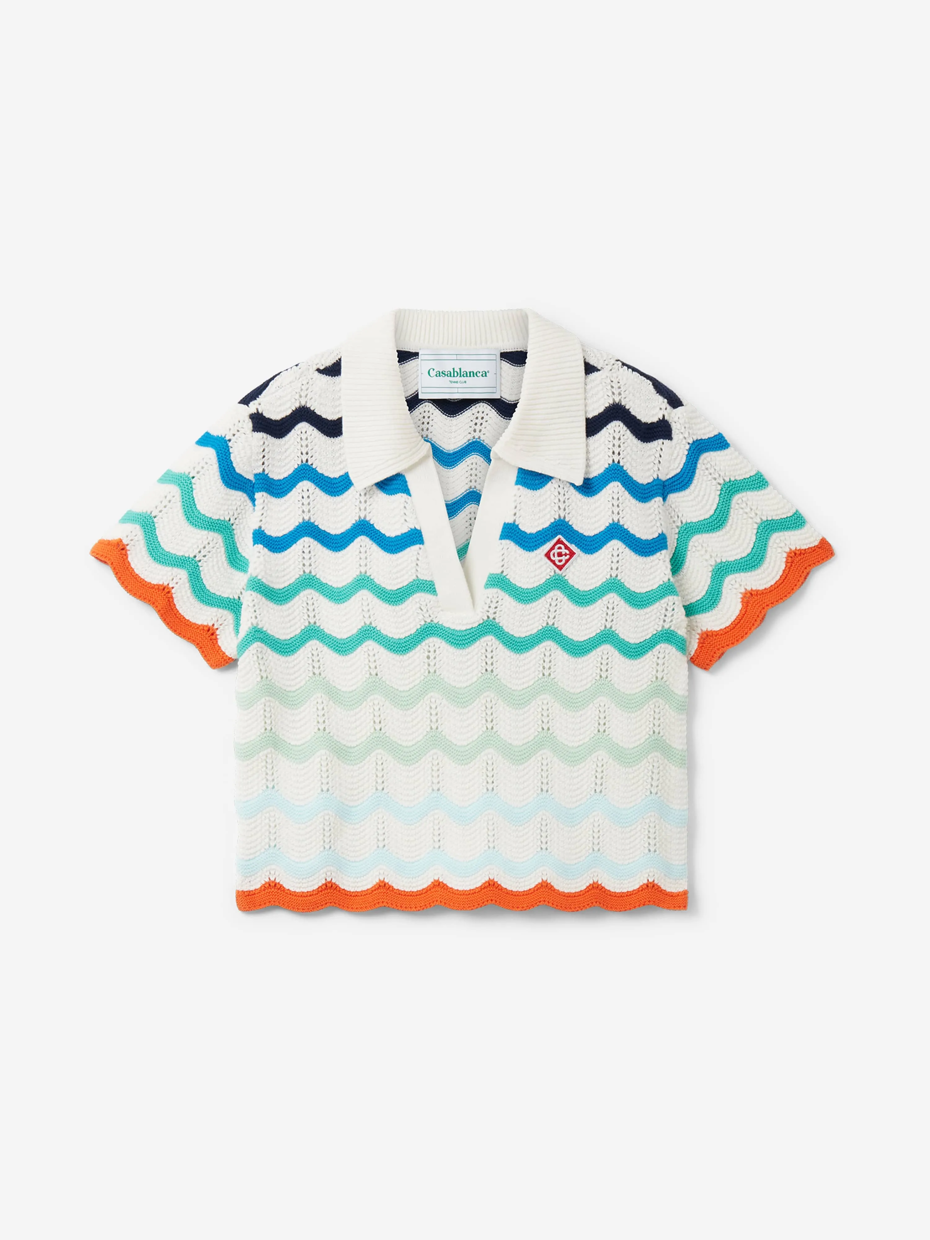 Girls Wavy Crochet Top in Blue