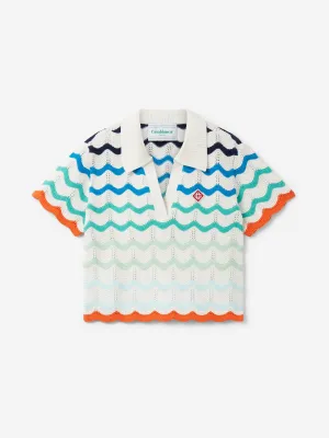 Girls Wavy Crochet Top in Blue