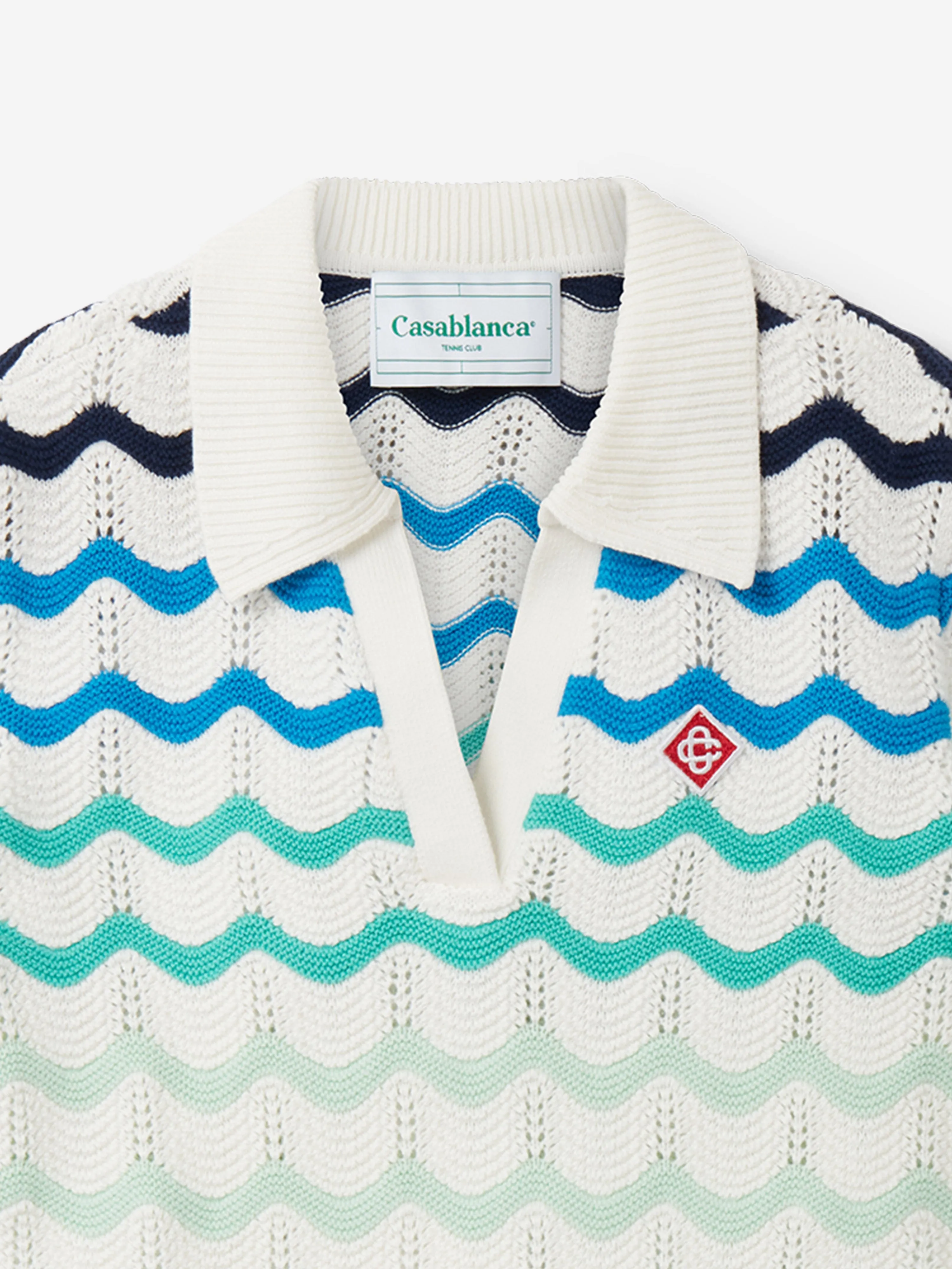 Girls Wavy Crochet Top in Blue