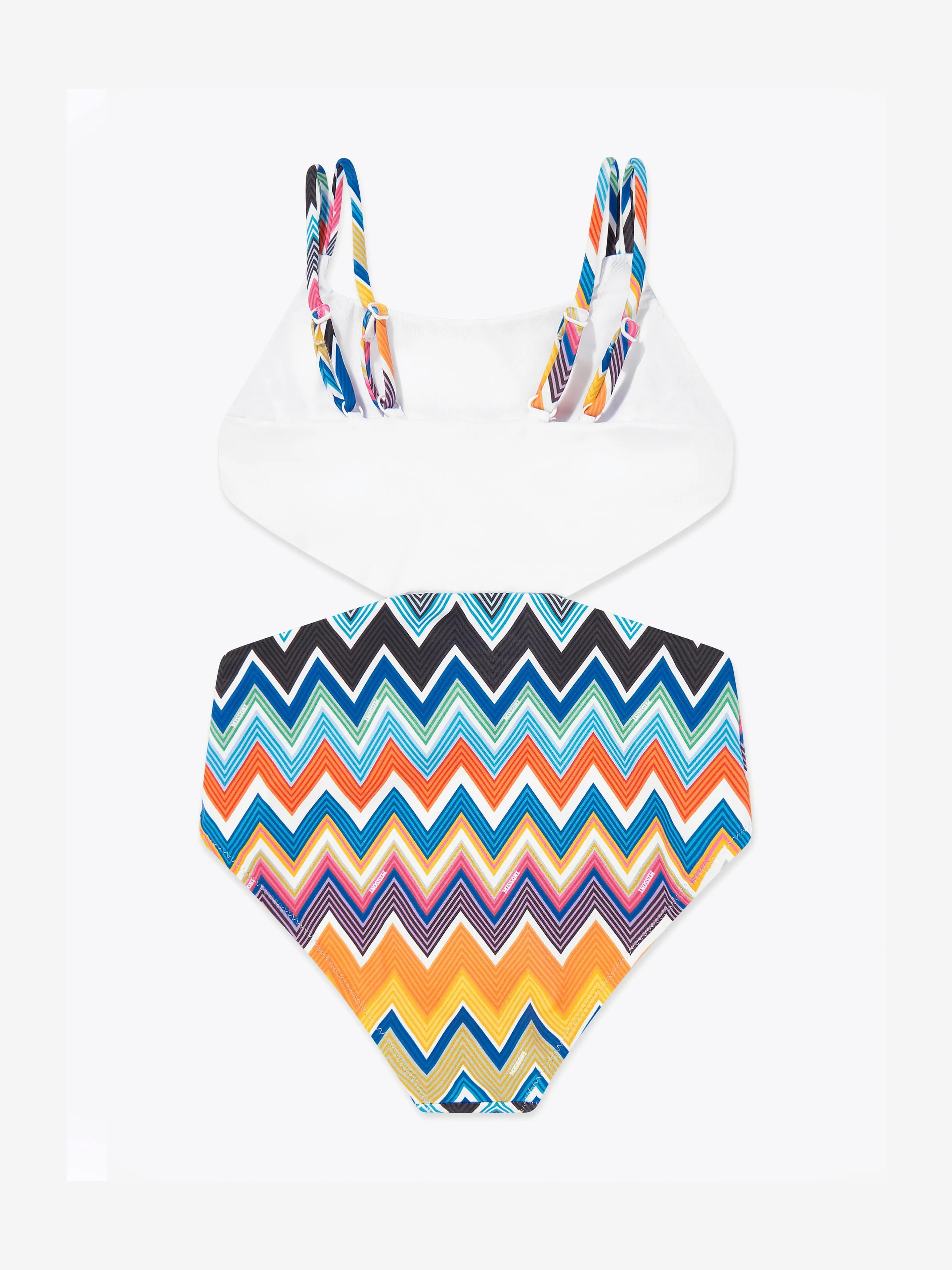 Girls Zigzag Logo Swimsuit in White