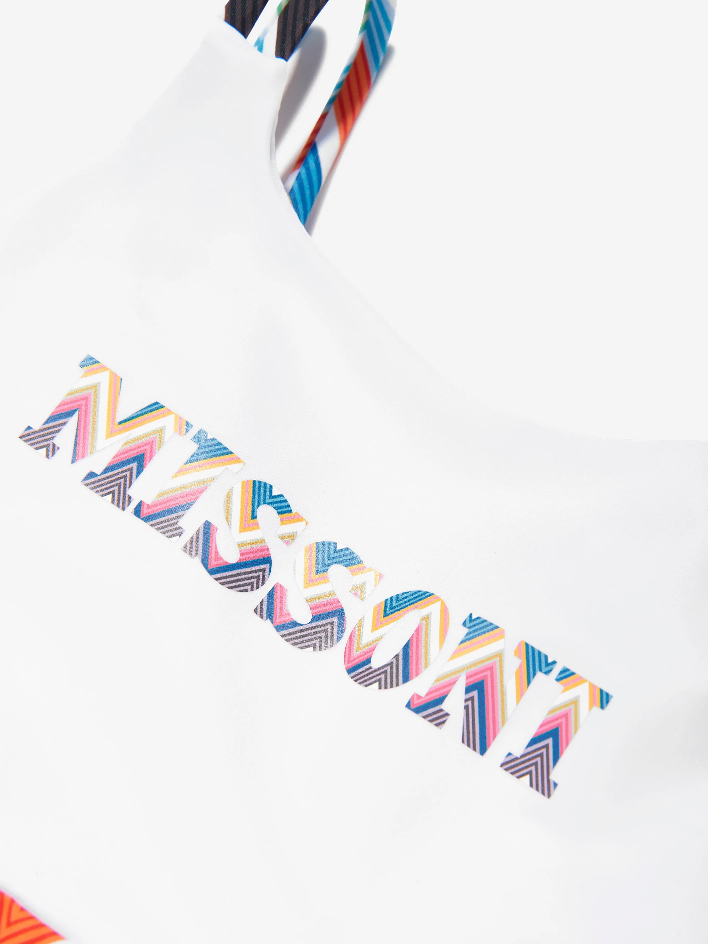 Girls Zigzag Logo Swimsuit in White
