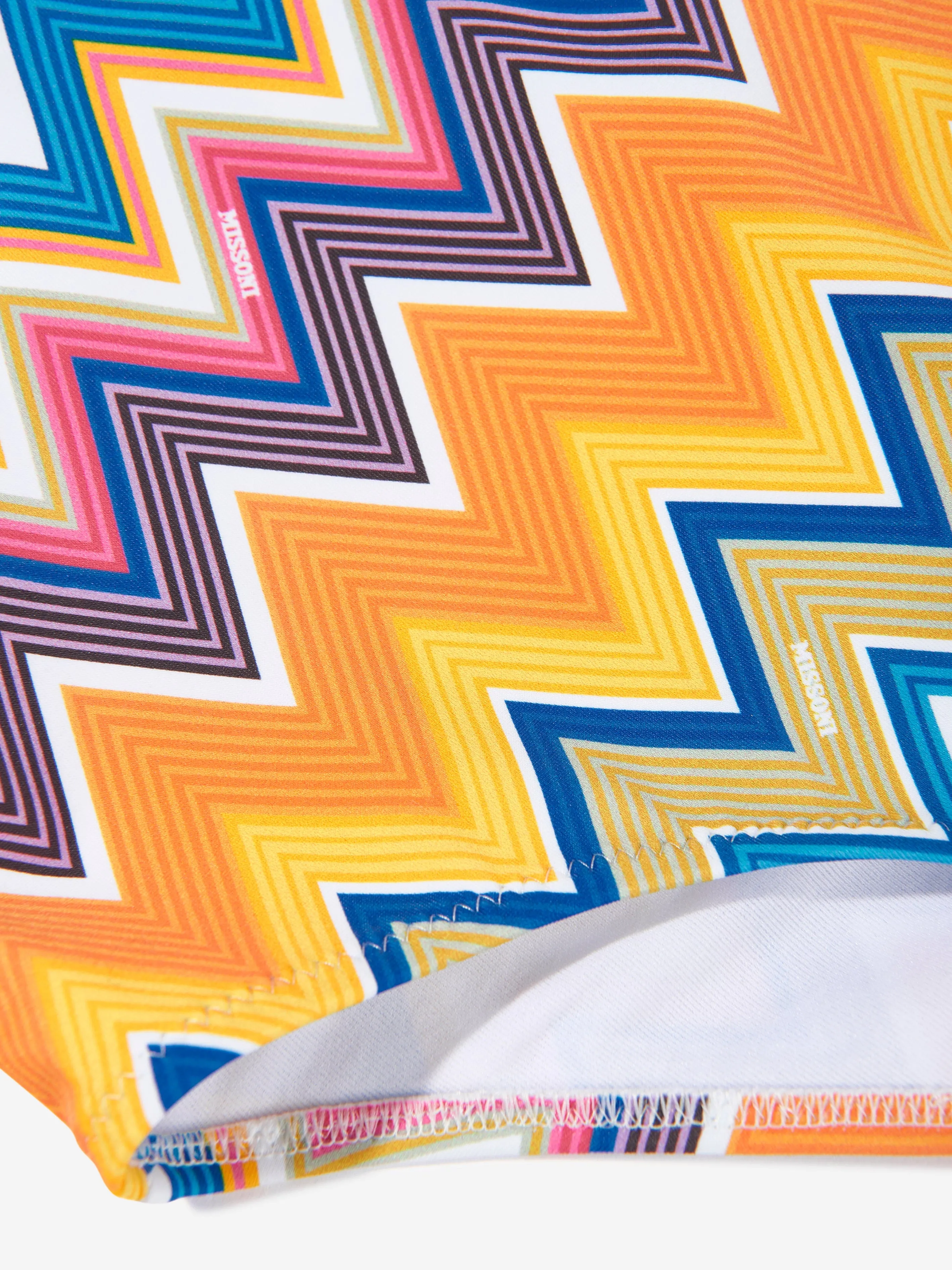 Girls Zigzag Logo Swimsuit in White