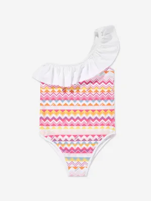 Girls Zigzag Ruffle Swimsuit in Multicolour