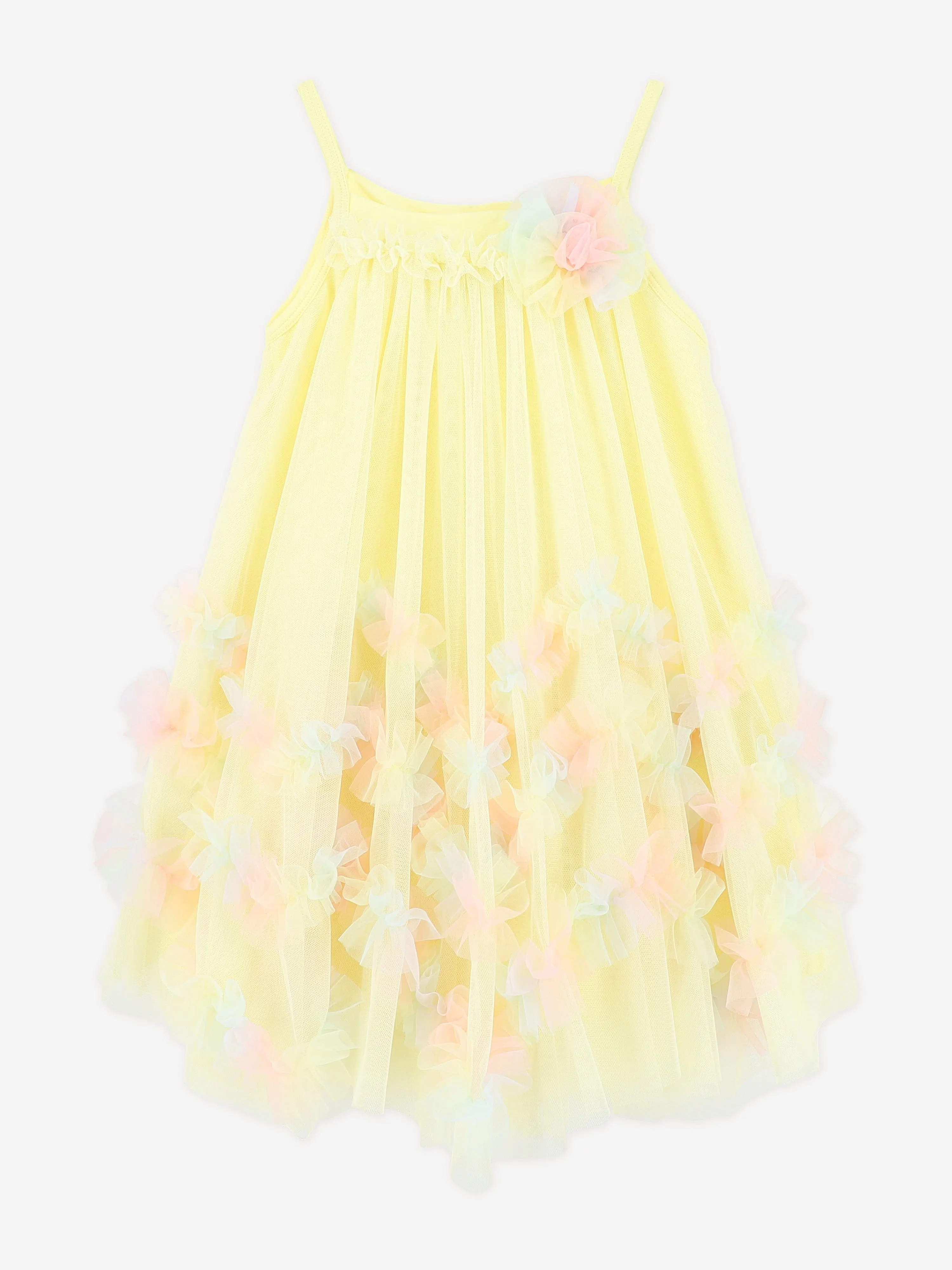 Girls Zigzag Tulle Dress in Yellow