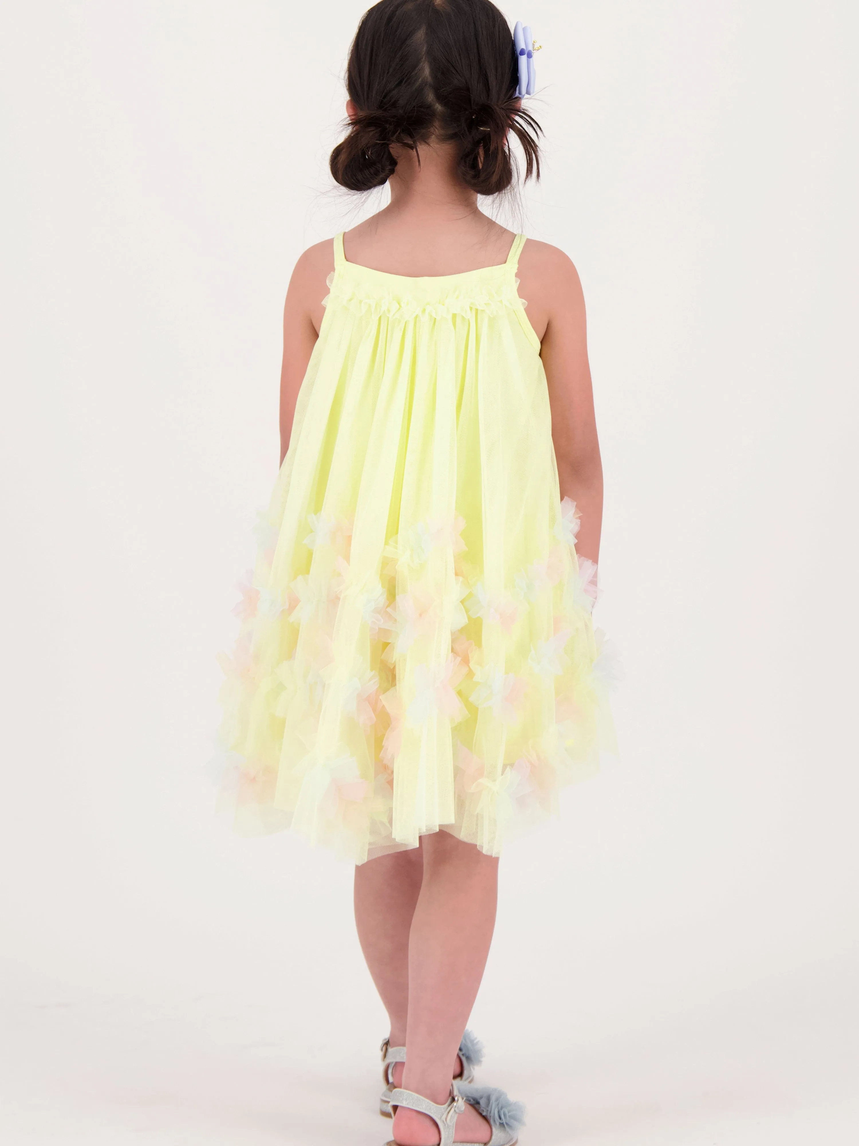 Girls Zigzag Tulle Dress in Yellow