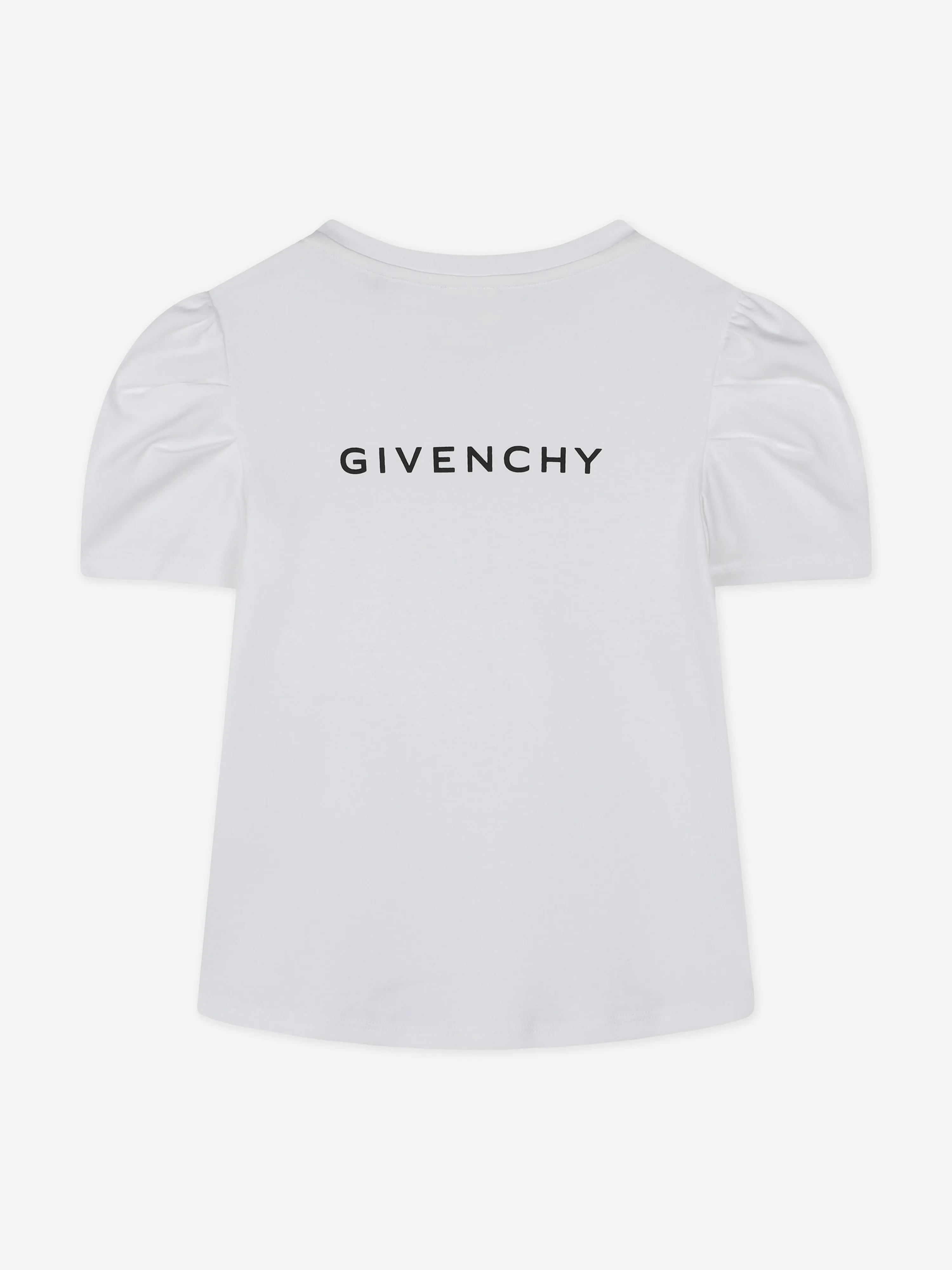 Givenchy Girls Puffy Sleeve Logo T-Shirt in White