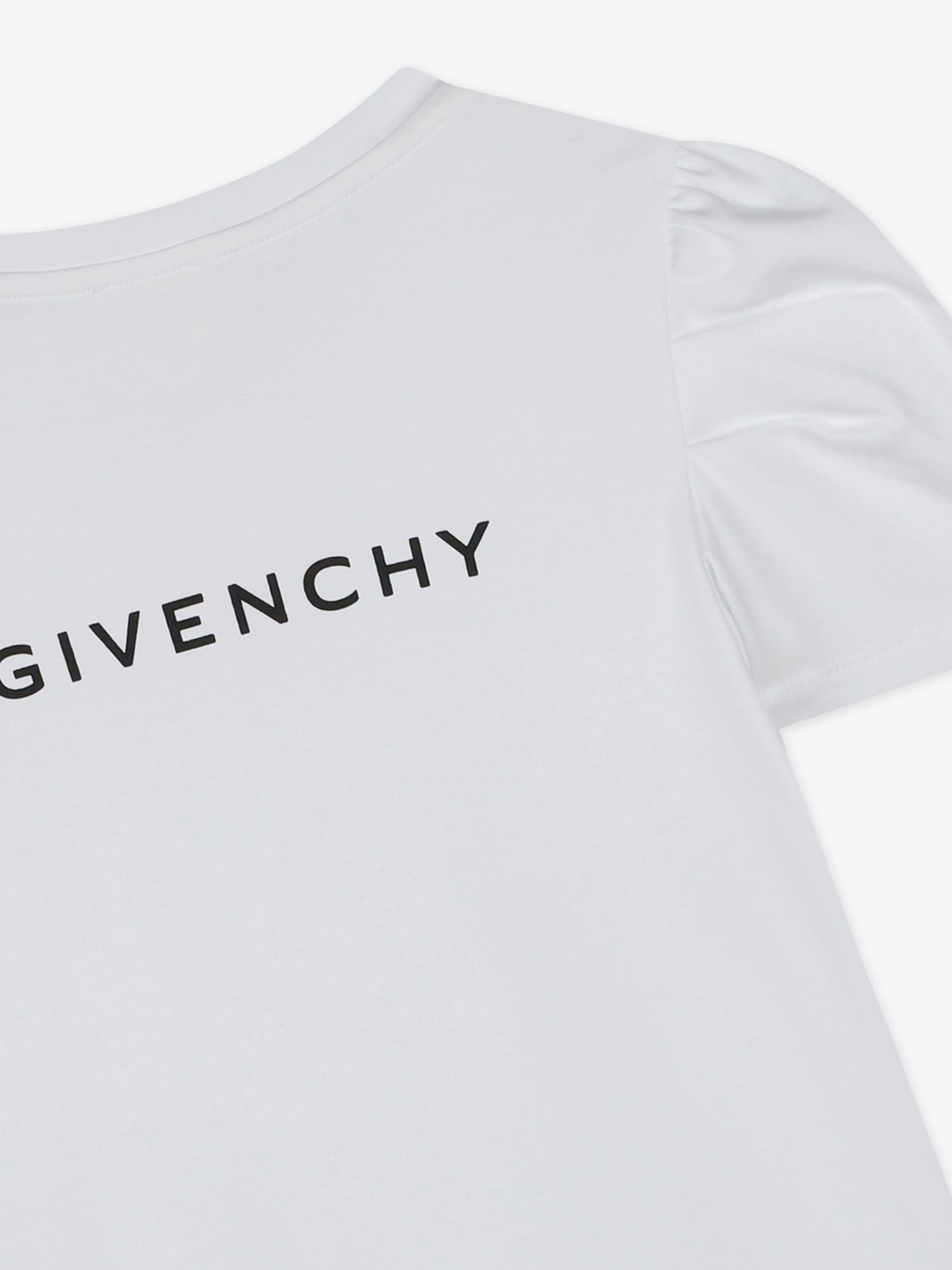 Givenchy Girls Puffy Sleeve Logo T-Shirt in White